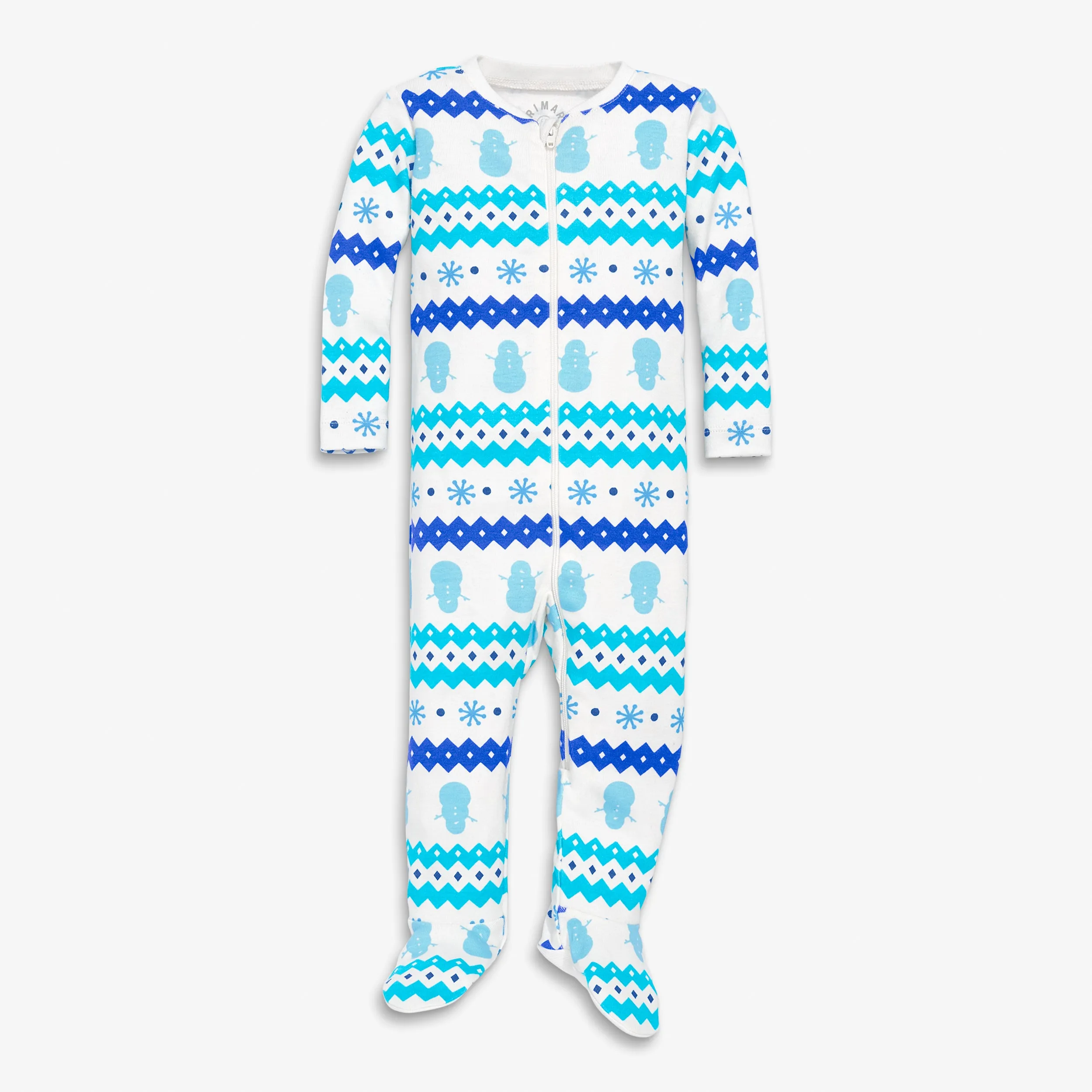 Clearance baby organic zip footie in frosty fair isle