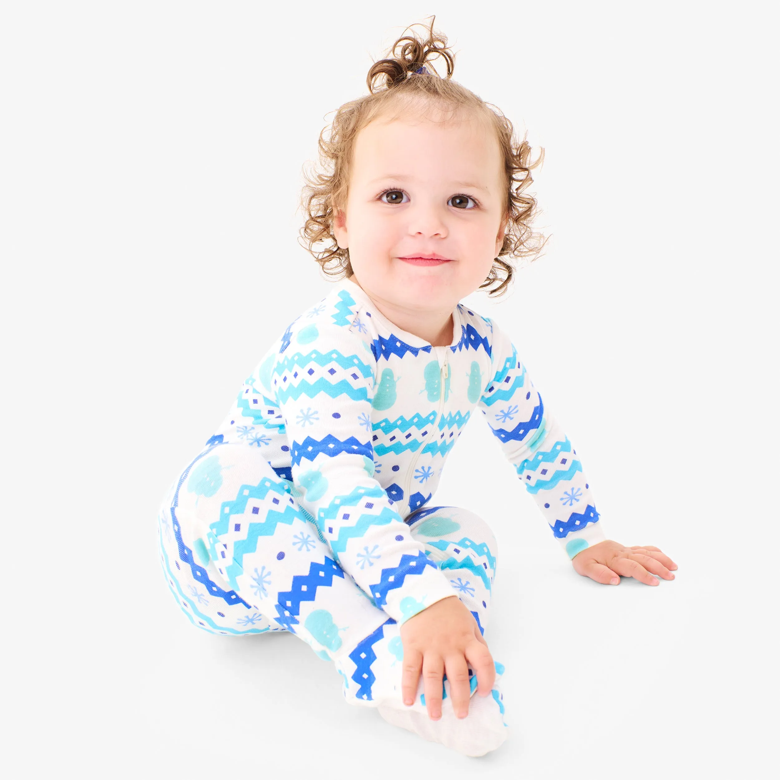 Clearance baby organic zip footie in frosty fair isle