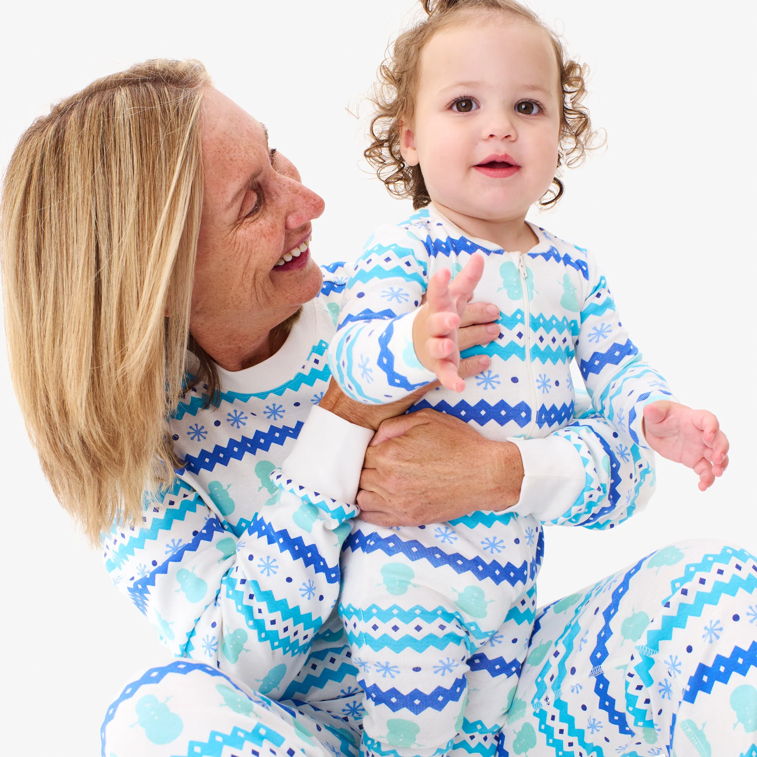 Clearance baby organic zip footie in frosty fair isle