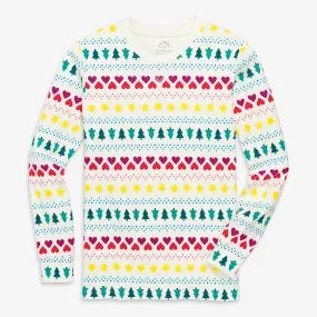 Clearance fit 2 grown-ups organic PJ top in fair isle