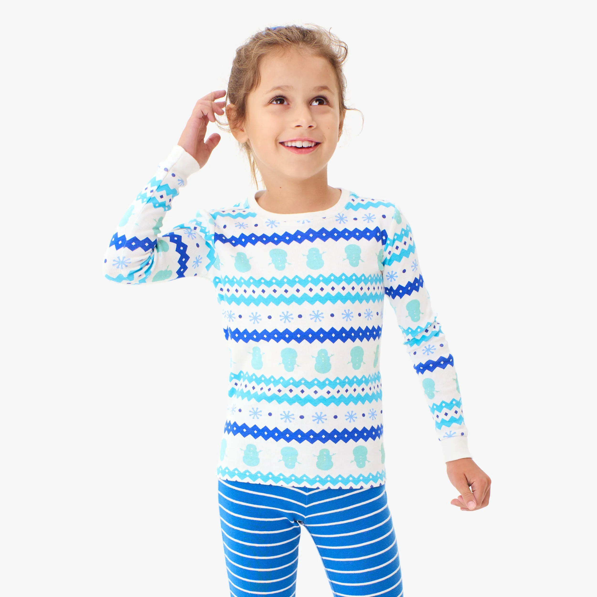 Clearance kids organic pj top in frosty fair isle