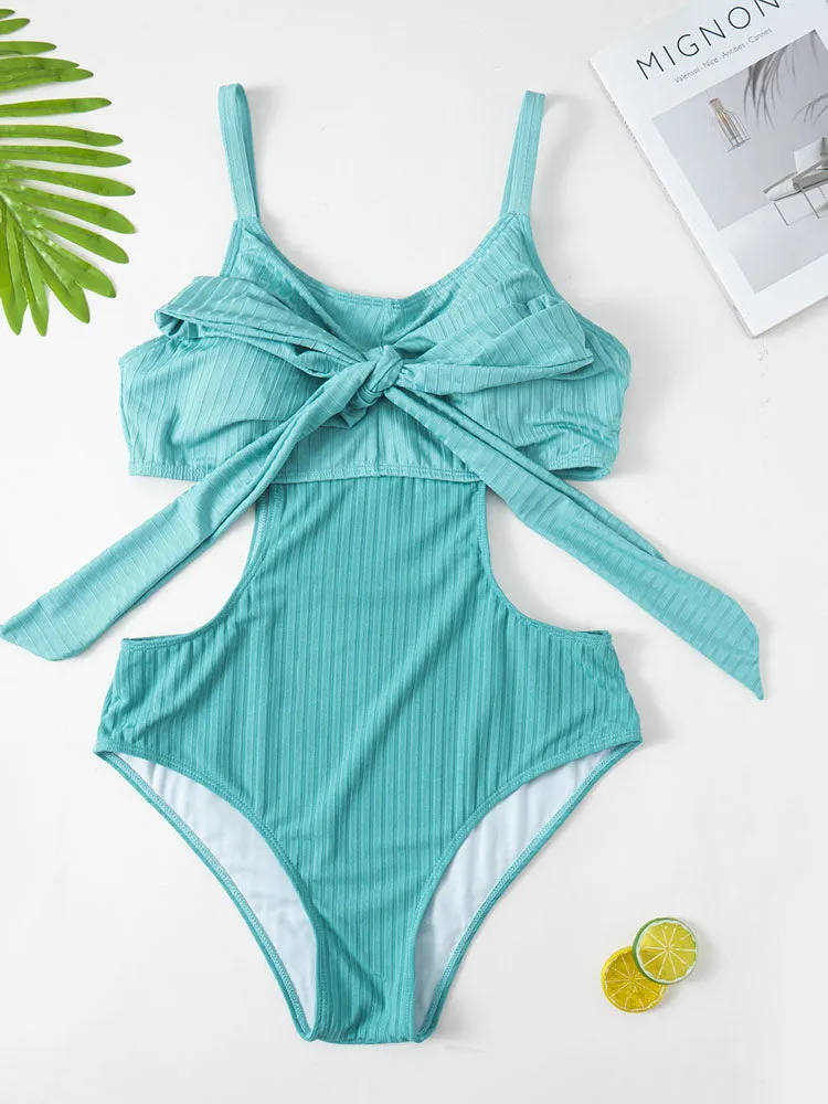 Color Block Twist One Piece Swimsuit