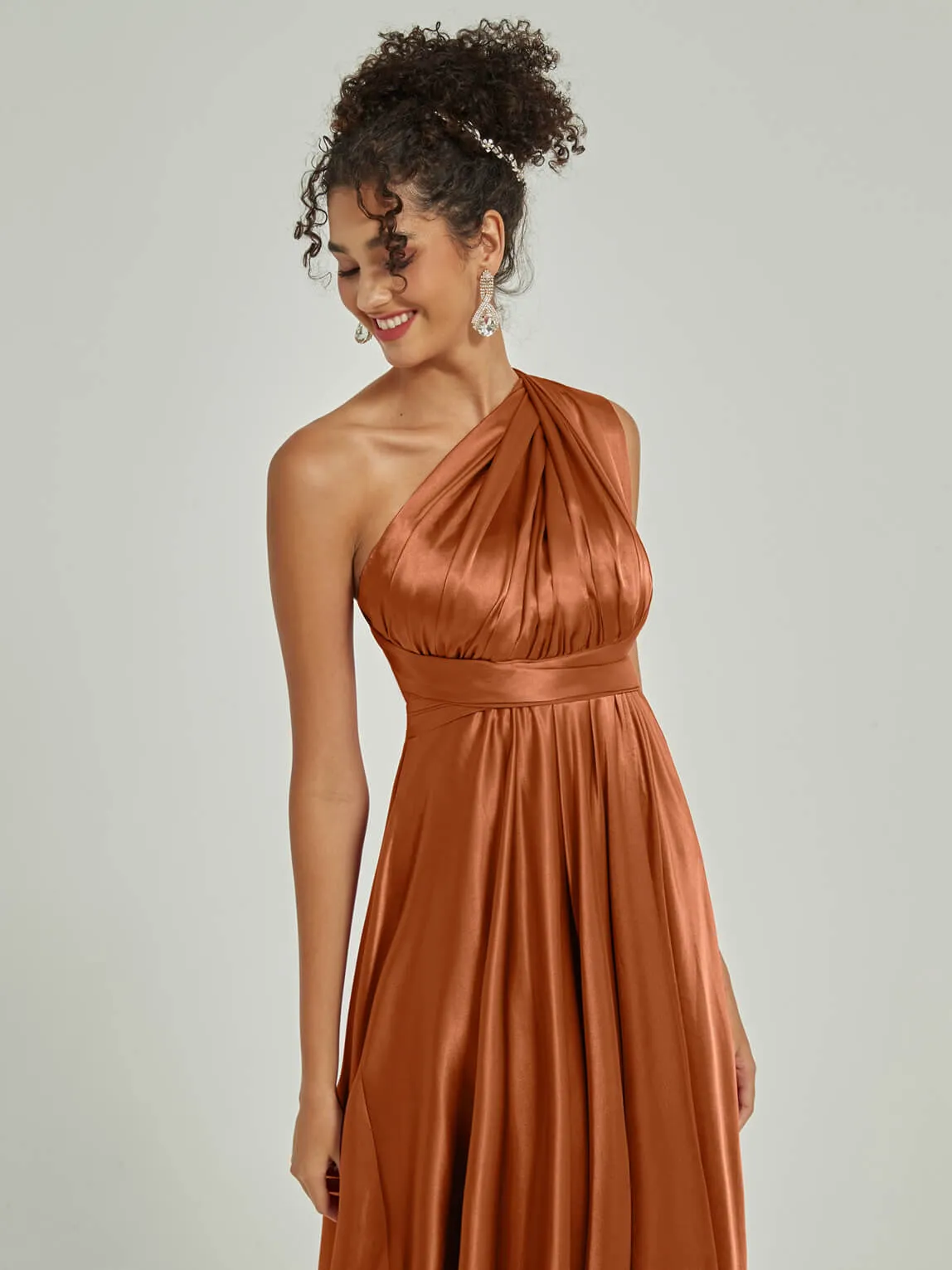 Cooper Satin Convertible Bridesmaid Dress Multi Ways Wrap A-Line Gowns