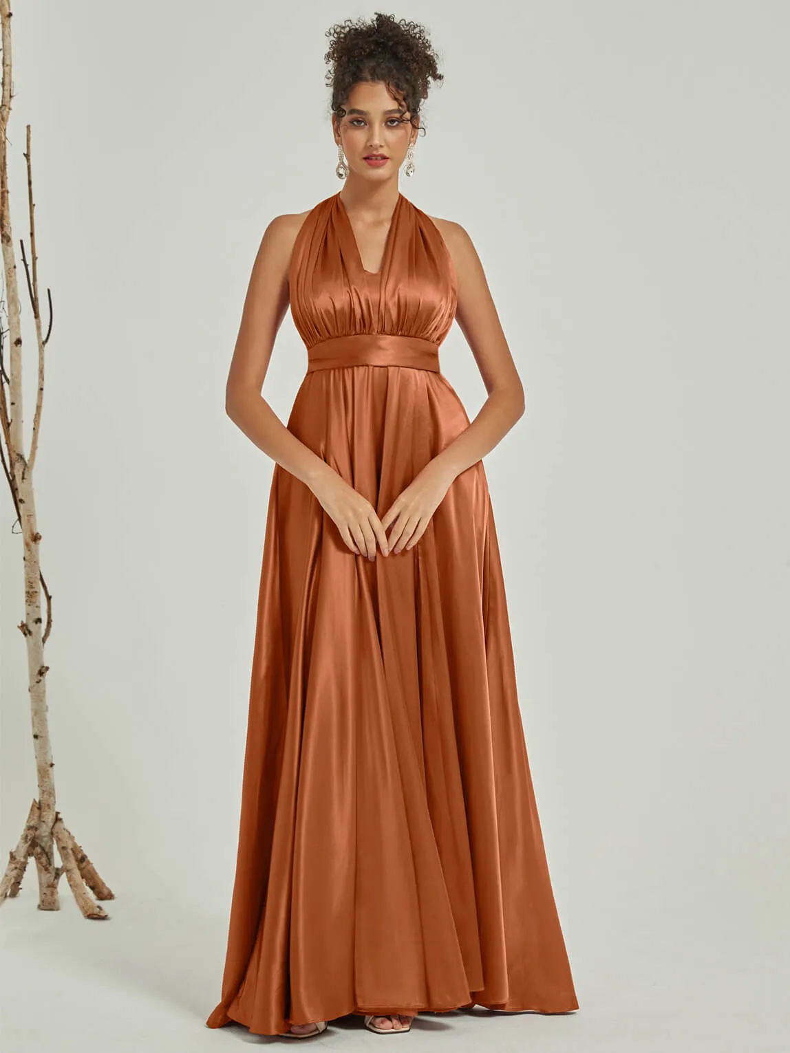 Cooper Satin Convertible Bridesmaid Dress Multi Ways Wrap A-Line Gowns