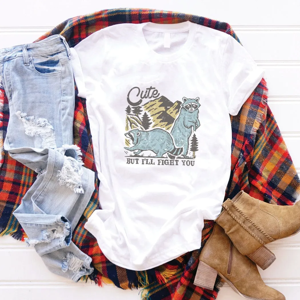 Cute But Raccoon Graphic T-Shirt - NA162