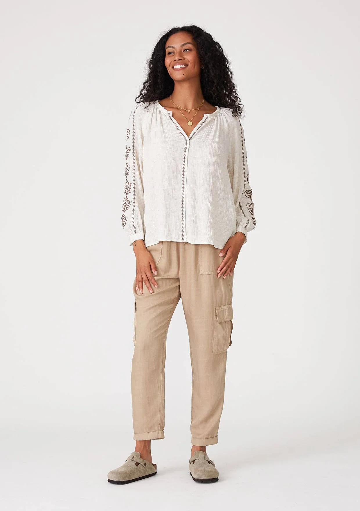 Demi Embroidered Peasant Blouse