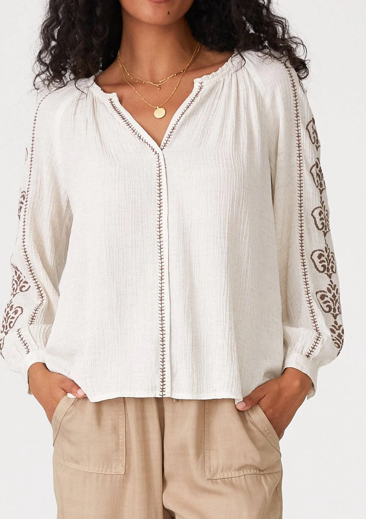 Demi Embroidered Peasant Blouse