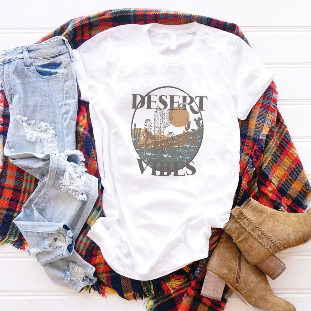 Desert Vibes Western Cactus Graphic T-Shirt - WE159