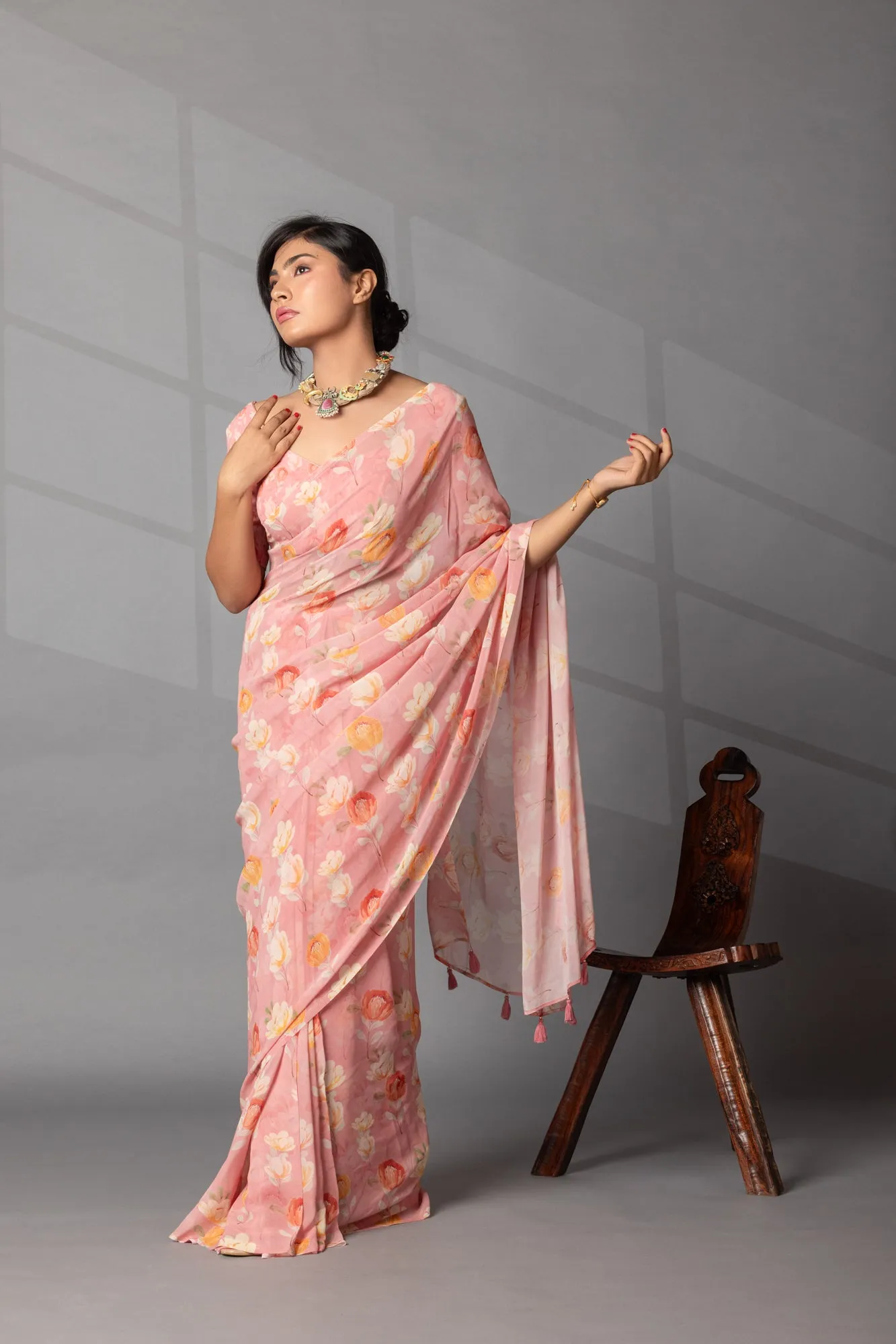 Digital  Floral Print Georgette Saree