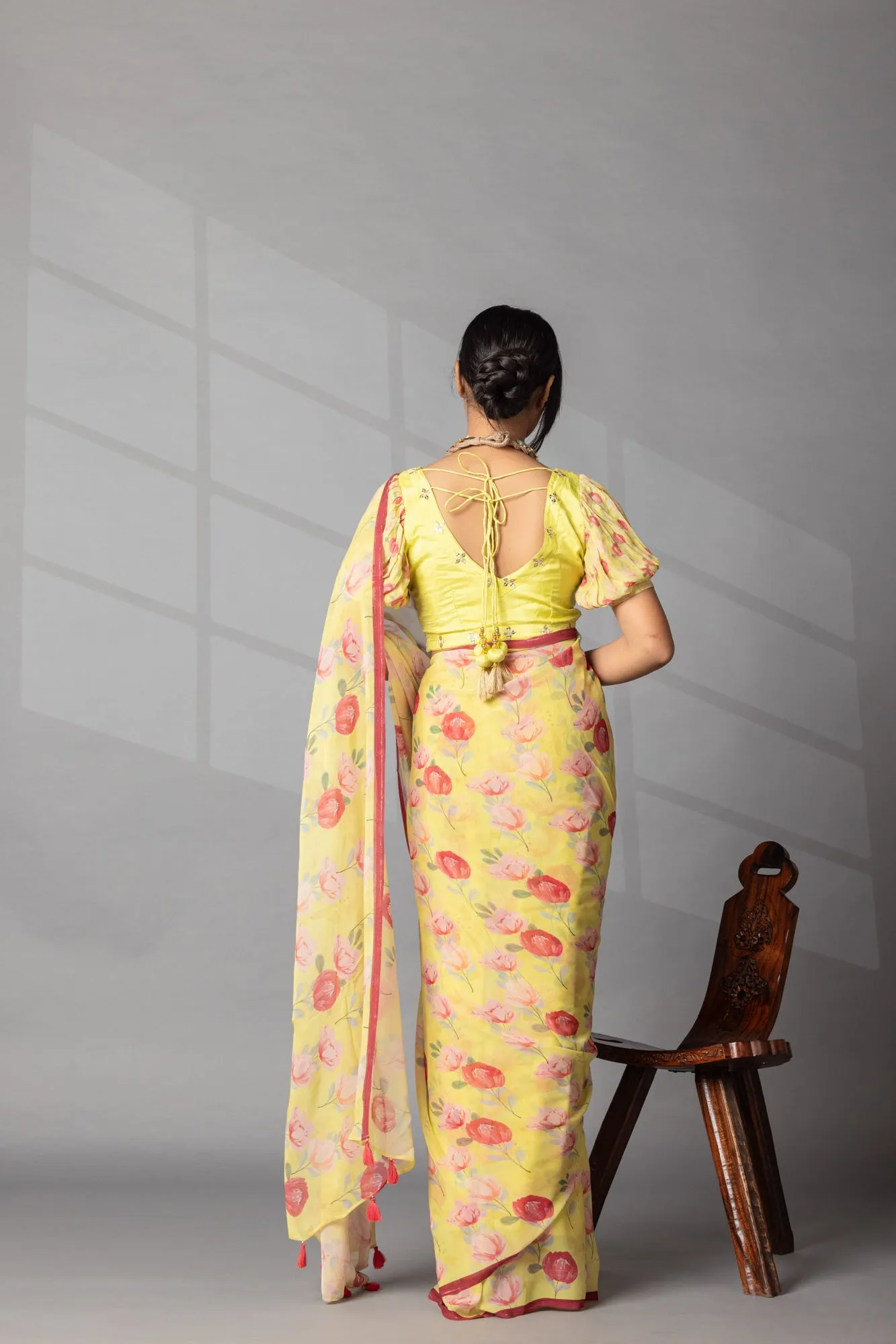 Digital  Floral Print Georgette Saree