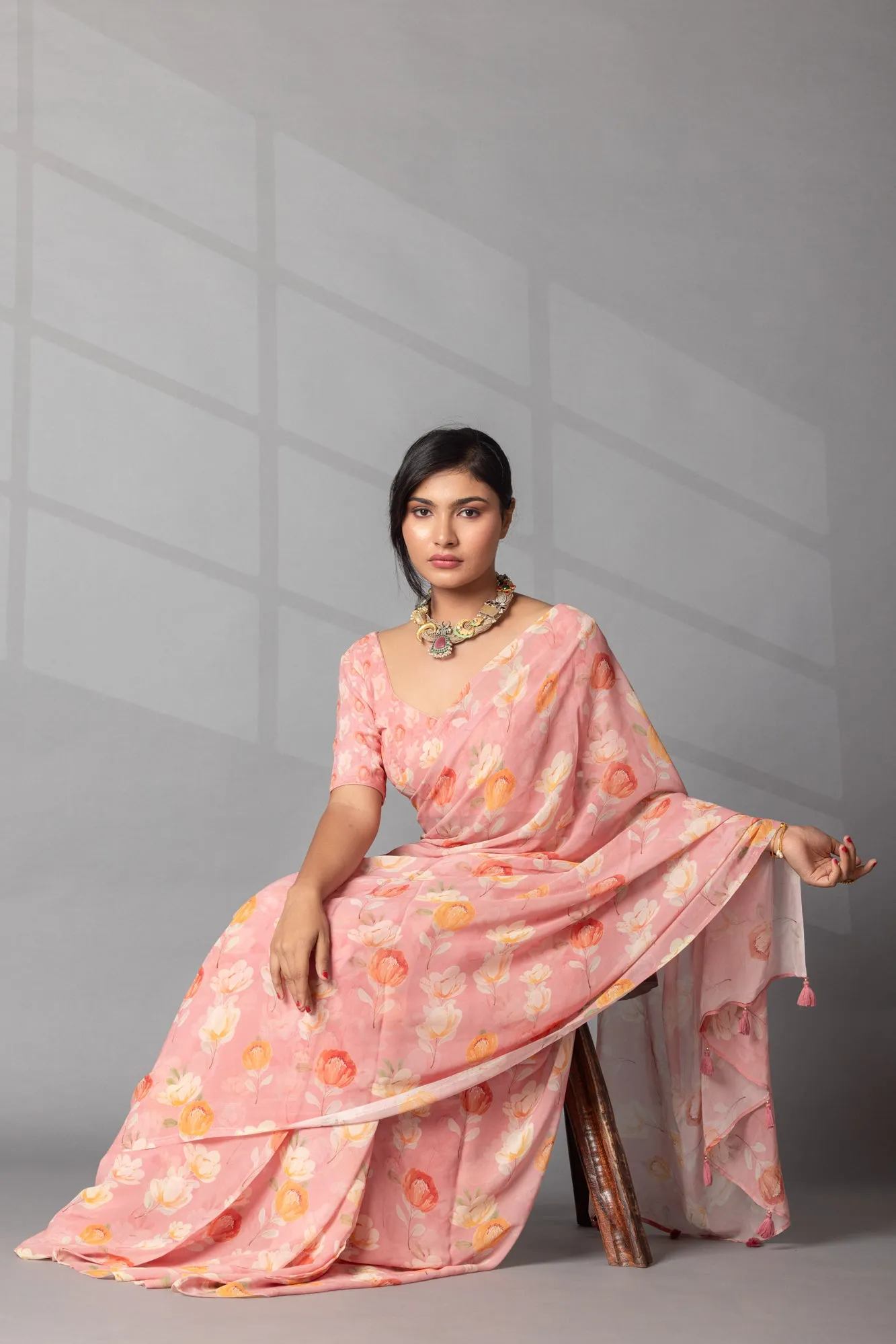 Digital  Floral Print Georgette Saree