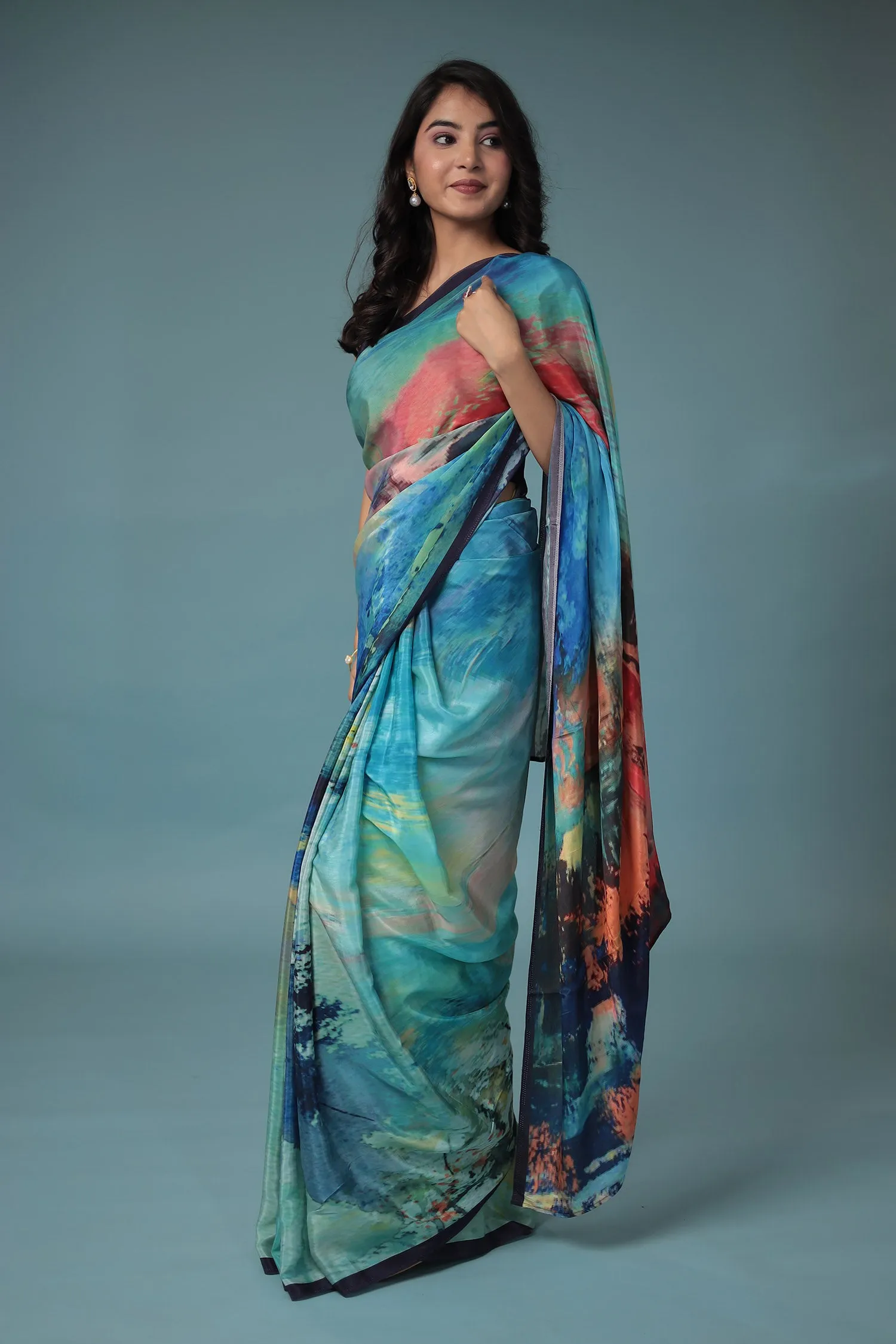 Digital Print Crepe Silk Saree