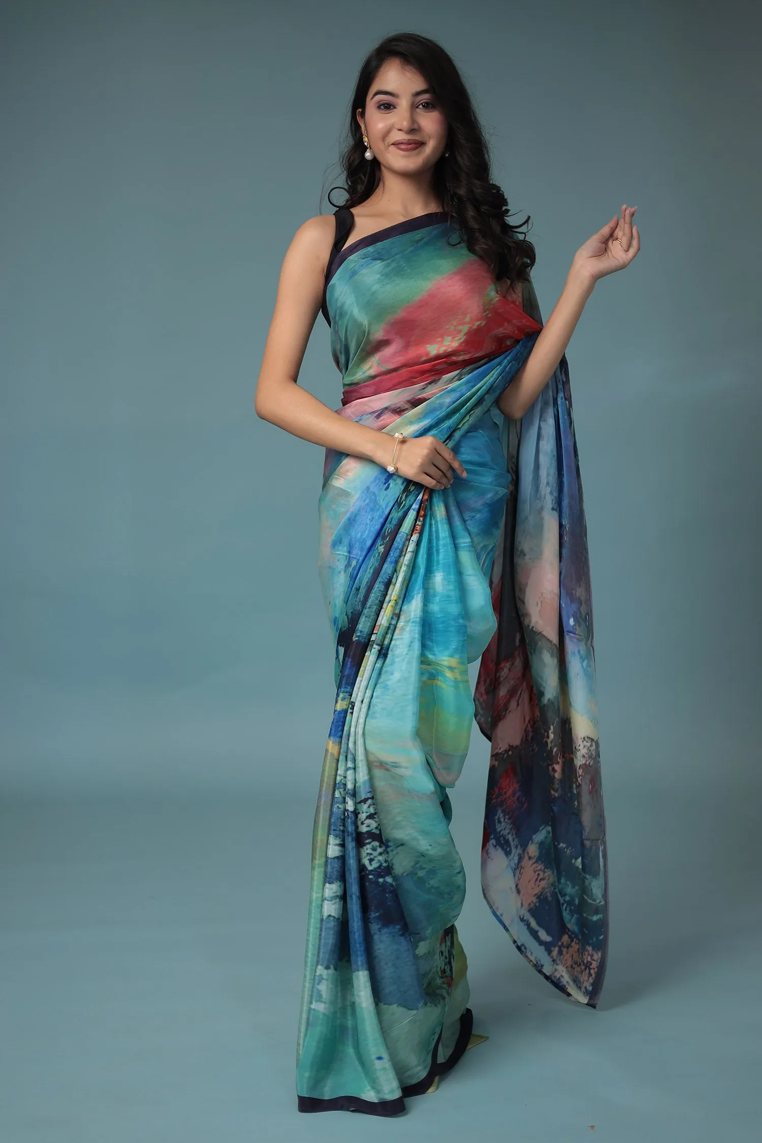 Digital Print Crepe Silk Saree