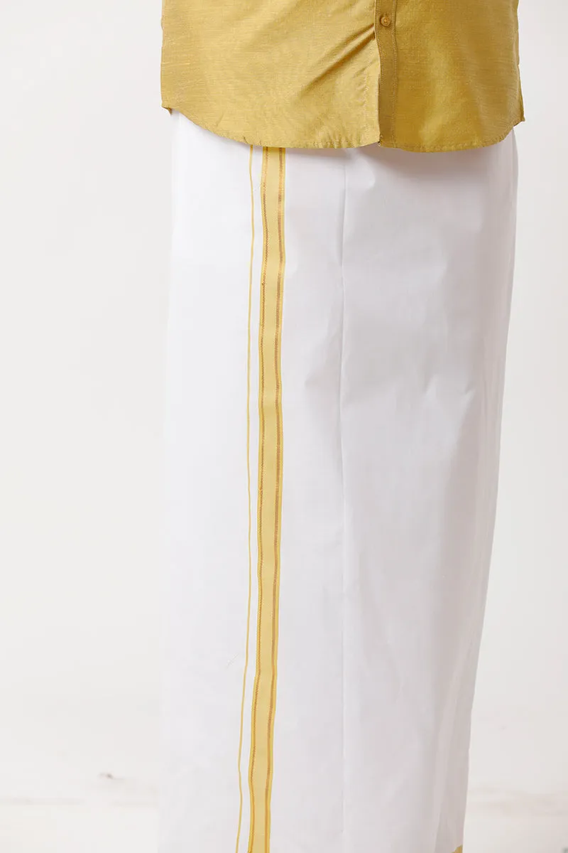 Divine - Yellow Matching Shirt and Dhoti Set For Men | Uathayam