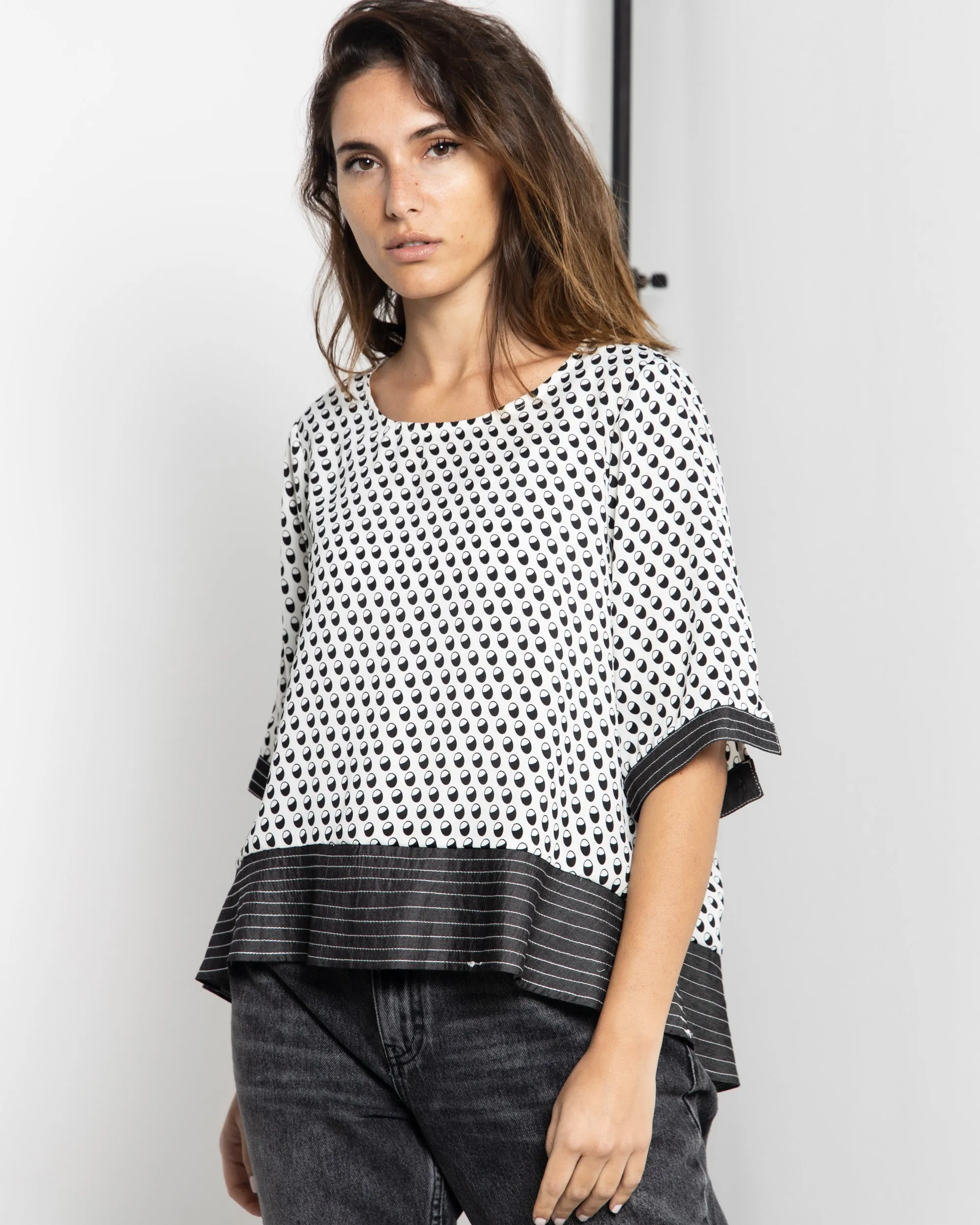 DOTTED PRINTED BLOUSE 1046 - بلوزه