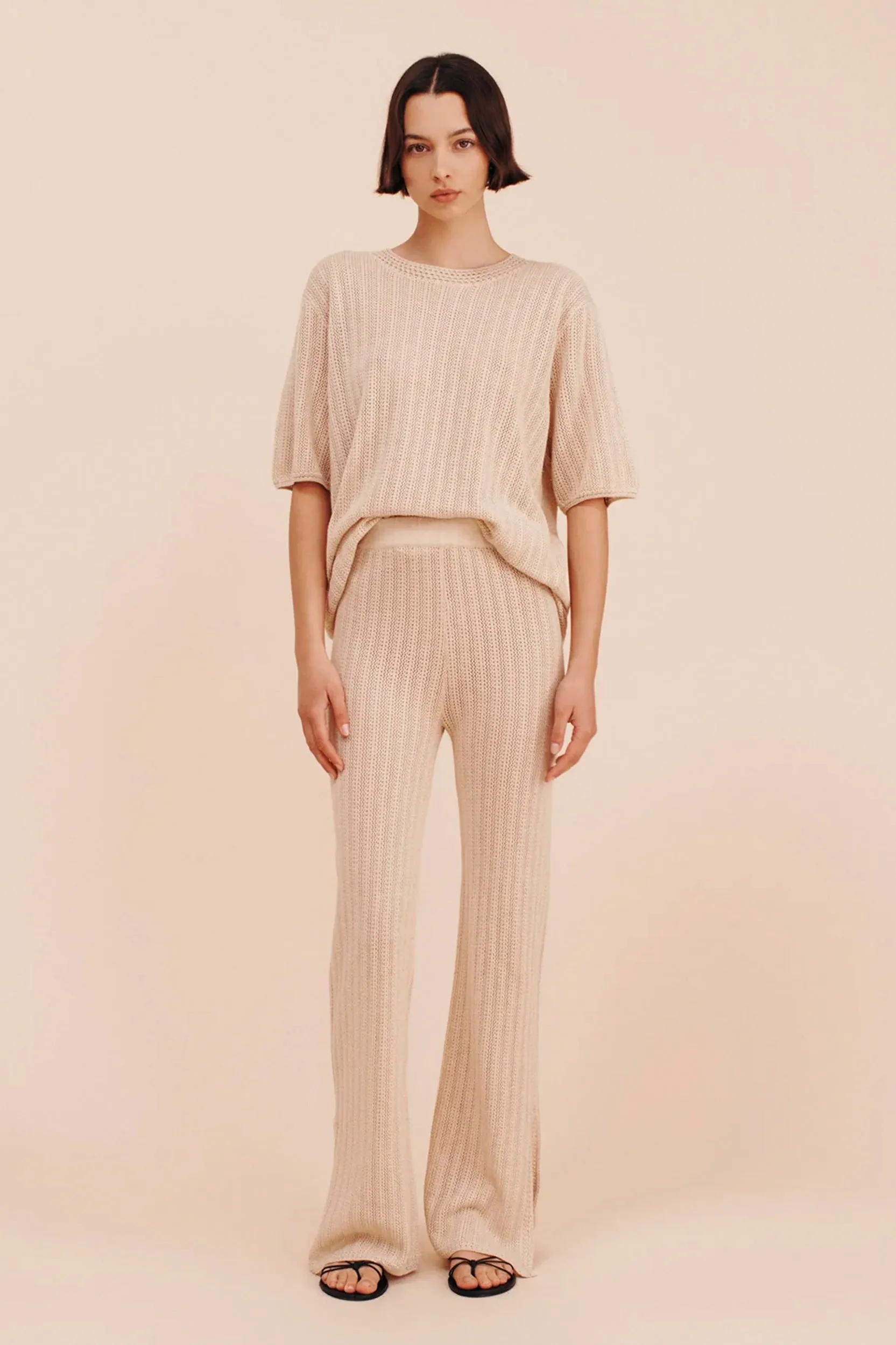 Dylan Knit Pant in Beige