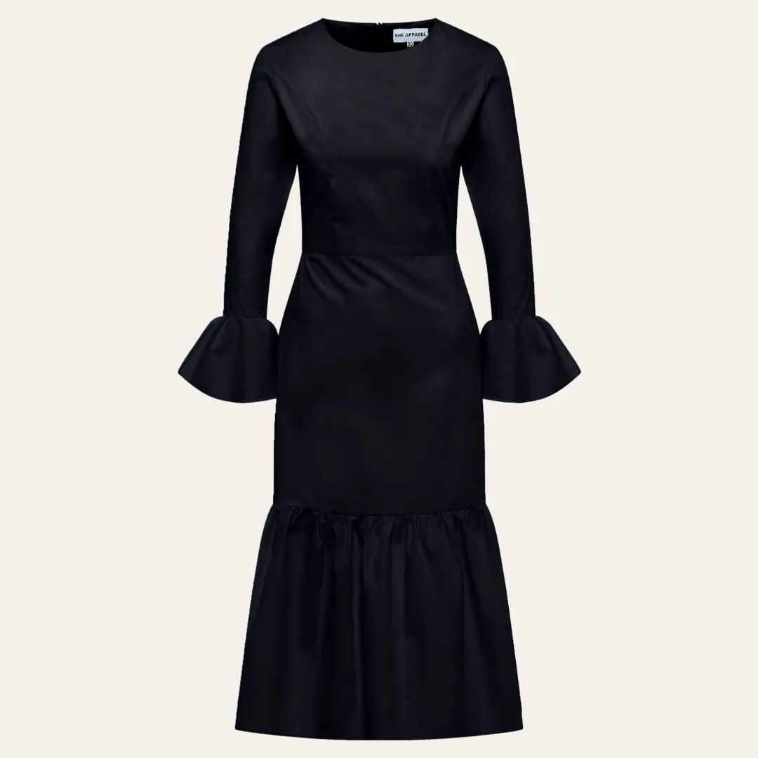 EHE Apparel Audrey ruffled Dress - Black