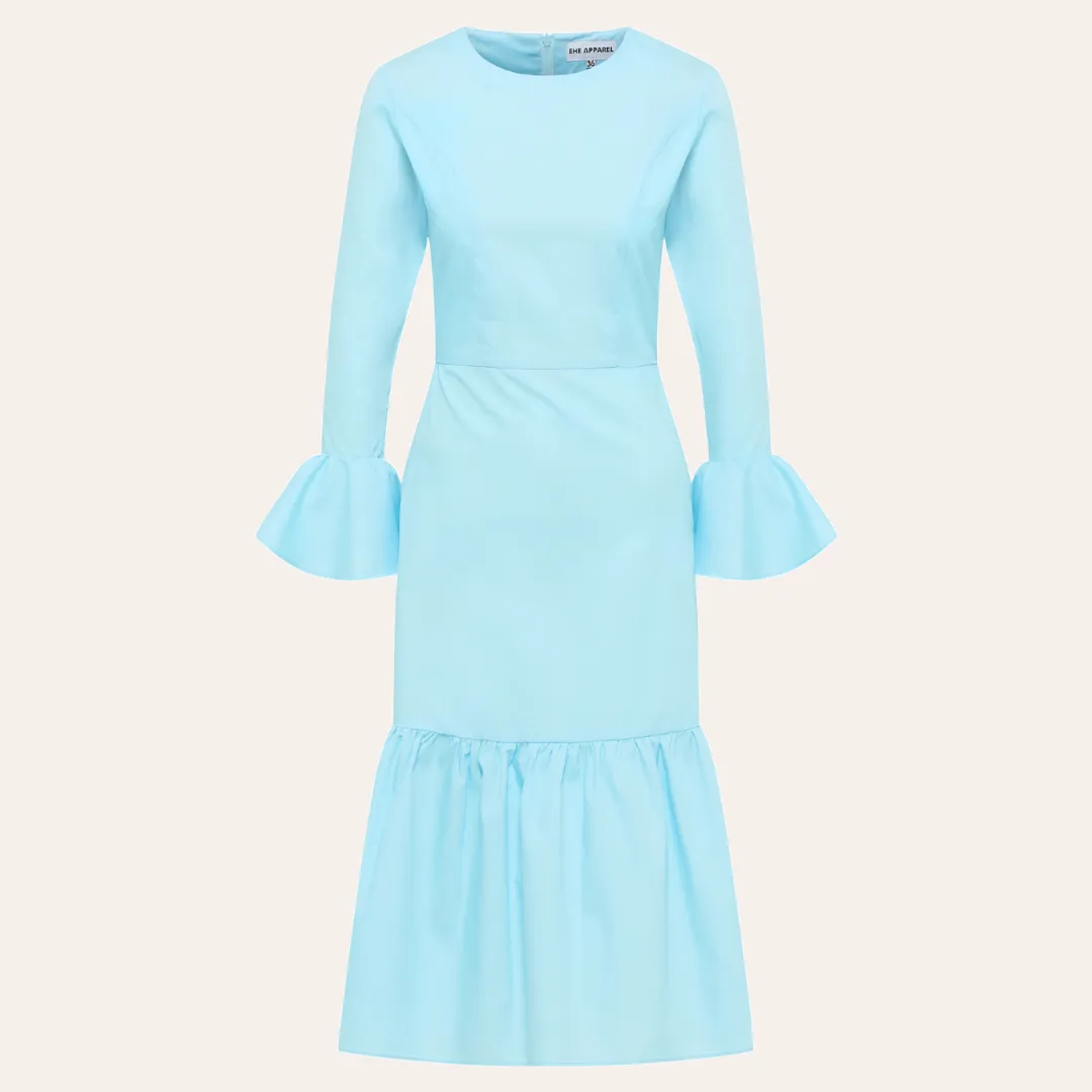 EHE Apparel Audrey ruffled Dress - Blue