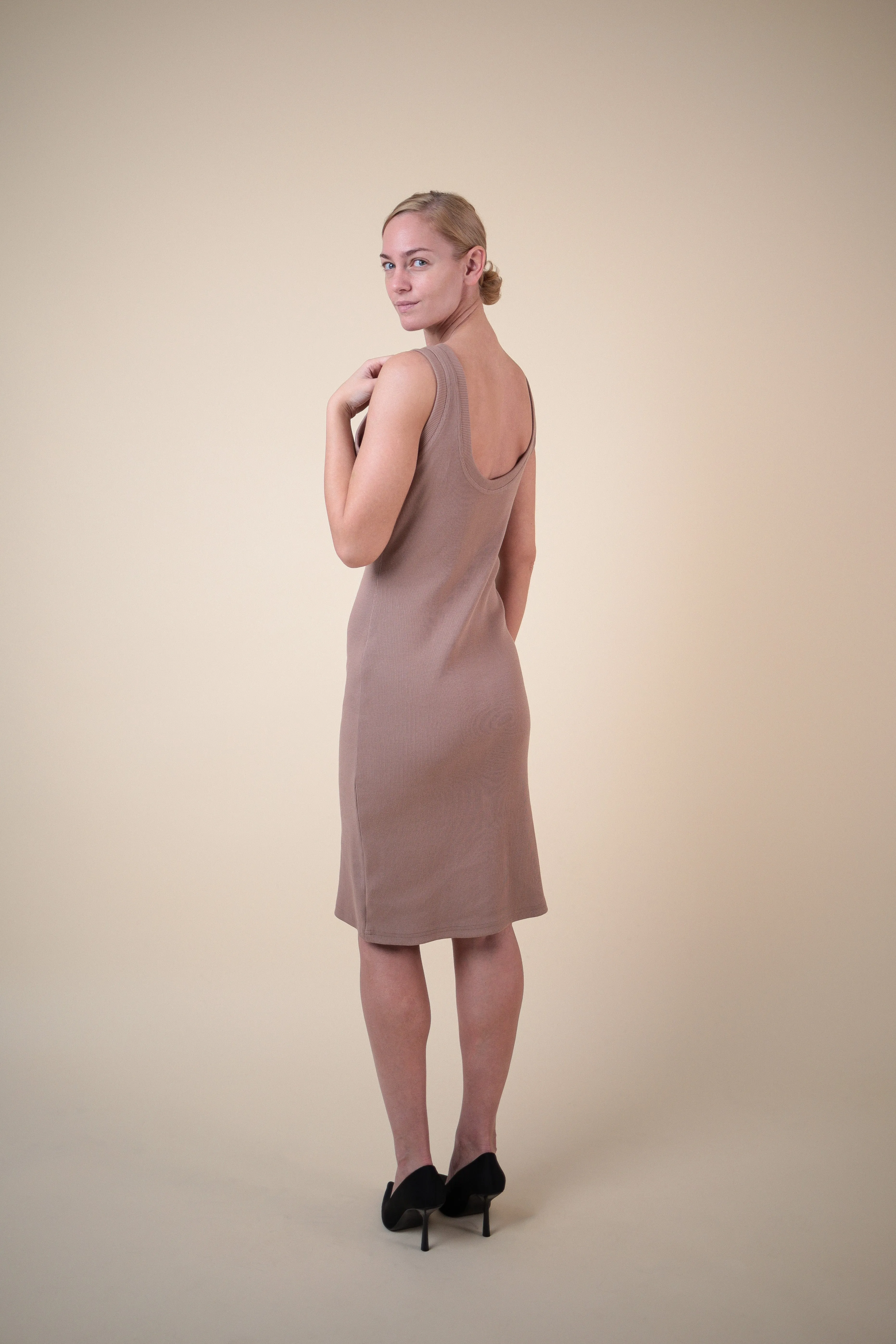 EHE Apparel Mia rib knit Dress - Cappuccino