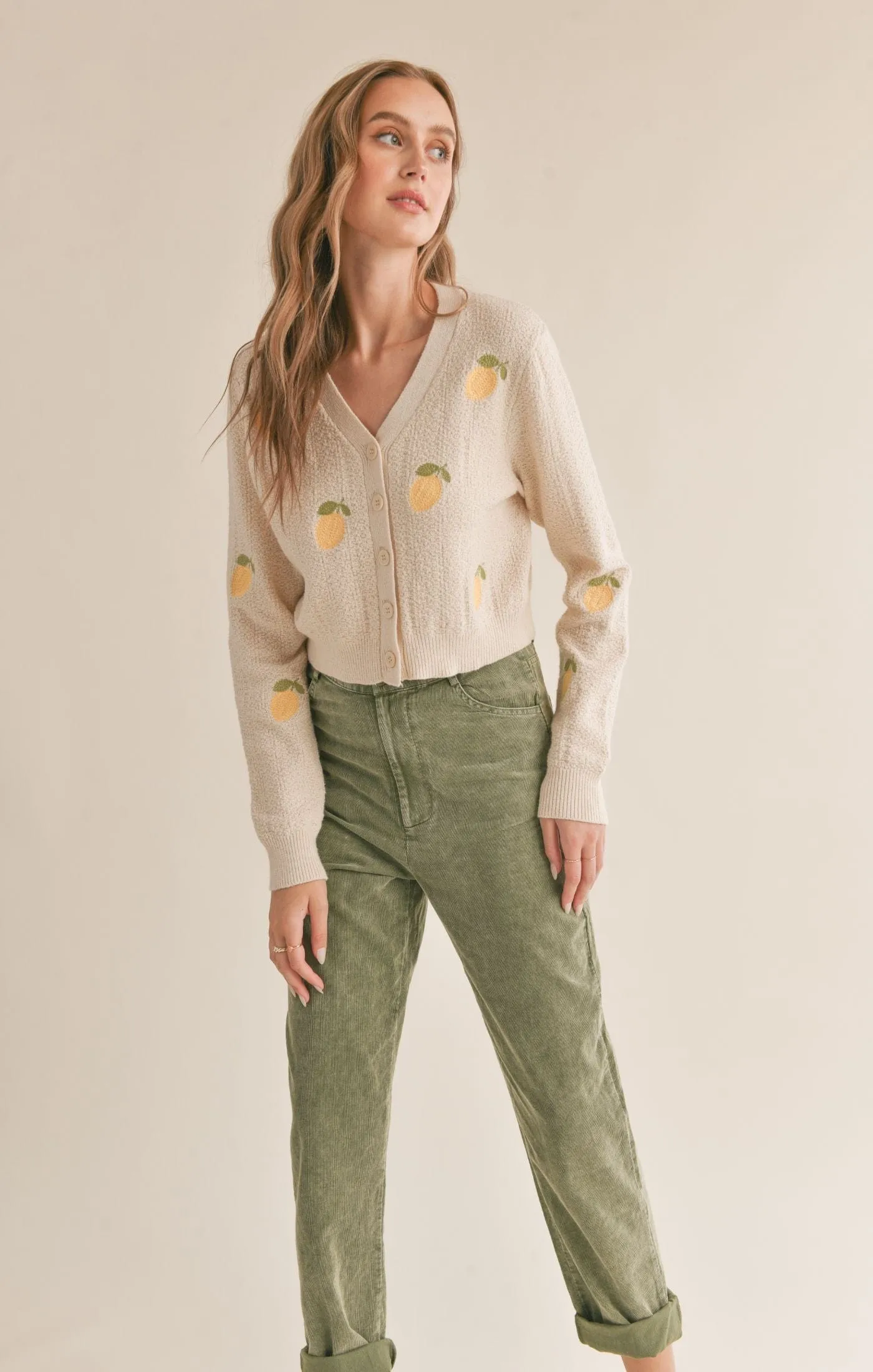 Esme Embroidered Lemon Cardi