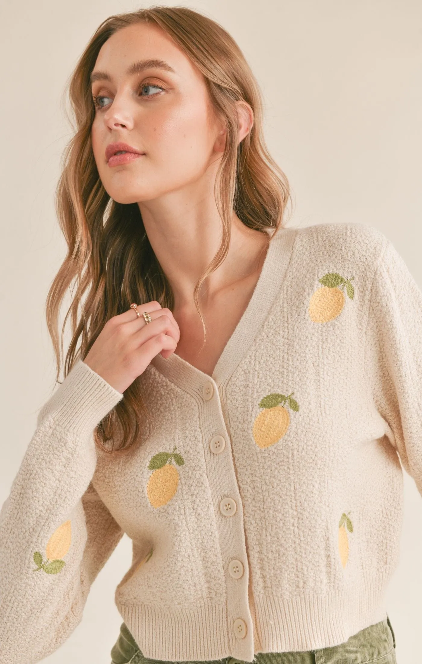 Esme Embroidered Lemon Cardi