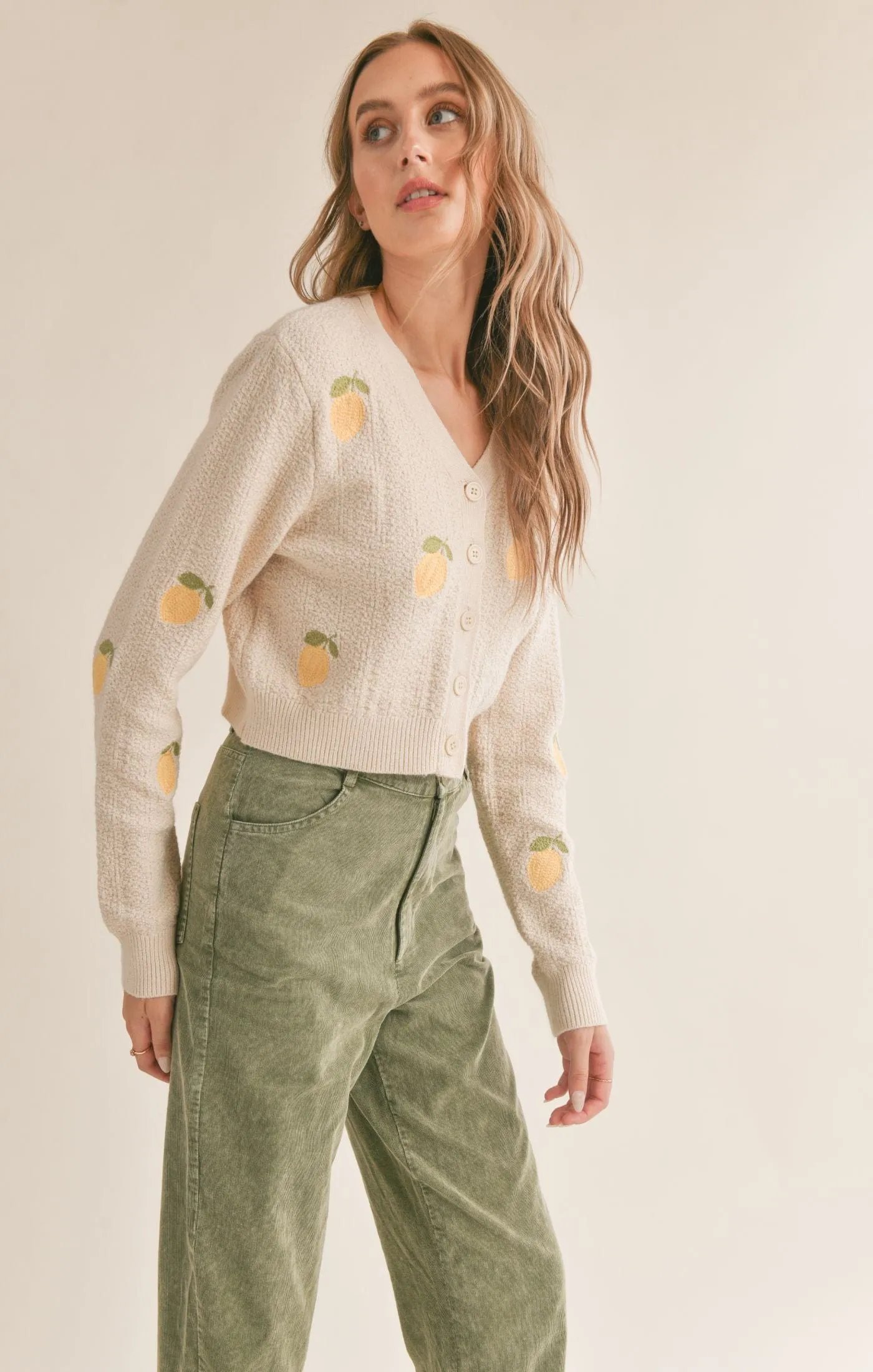 Esme Embroidered Lemon Cardi