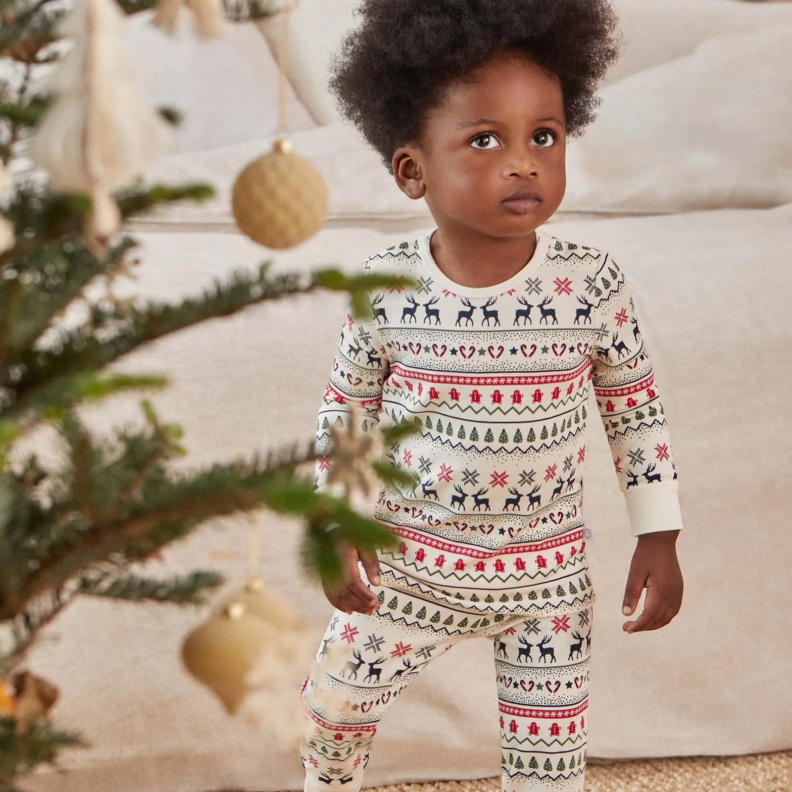 Fair Isle Print Clever Zip Baby Pajamas