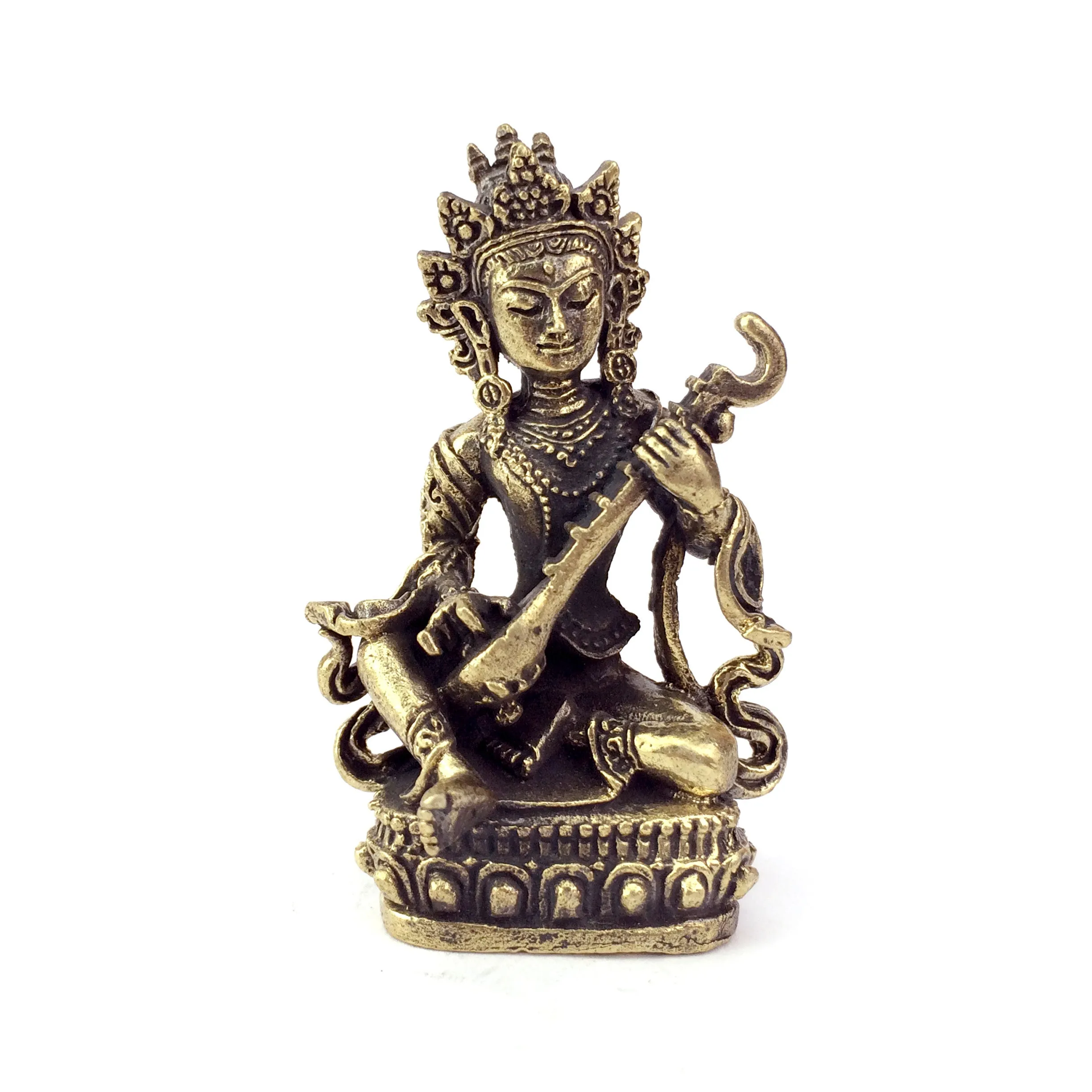 Fair Trade Nepalese Brass Saraswati Statuette