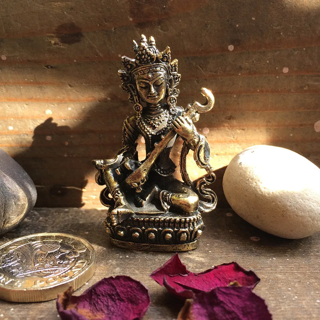 Fair Trade Nepalese Brass Saraswati Statuette