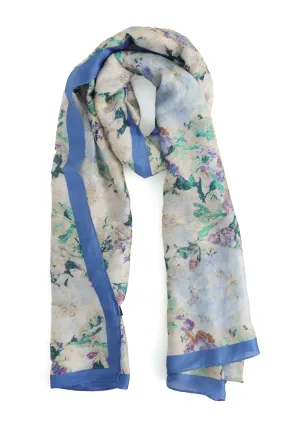 FLORA CHIFFON SCARF-BLUE