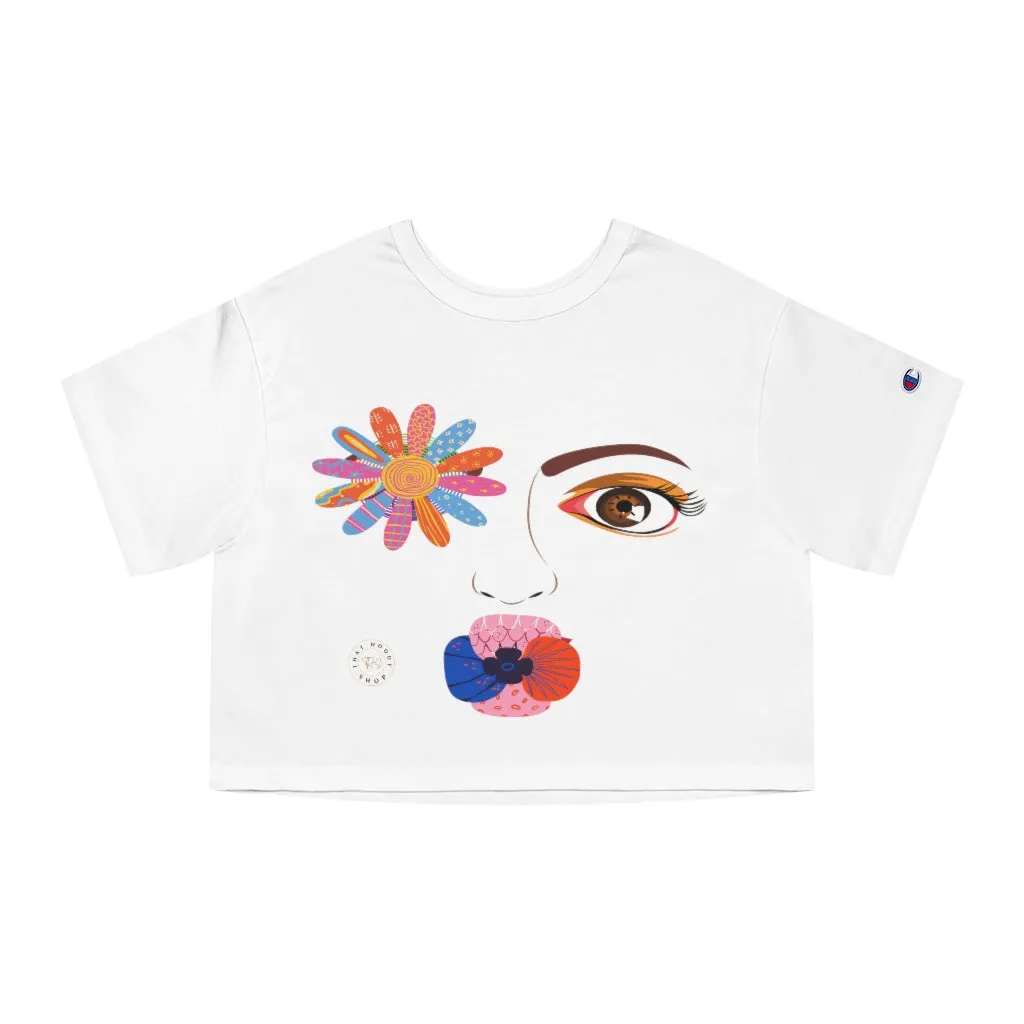 Floral Visage Cropped T-Shirt