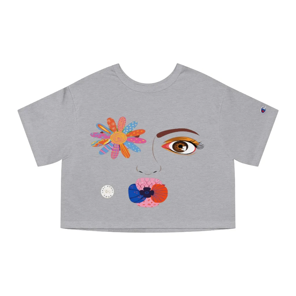 Floral Visage Cropped T-Shirt