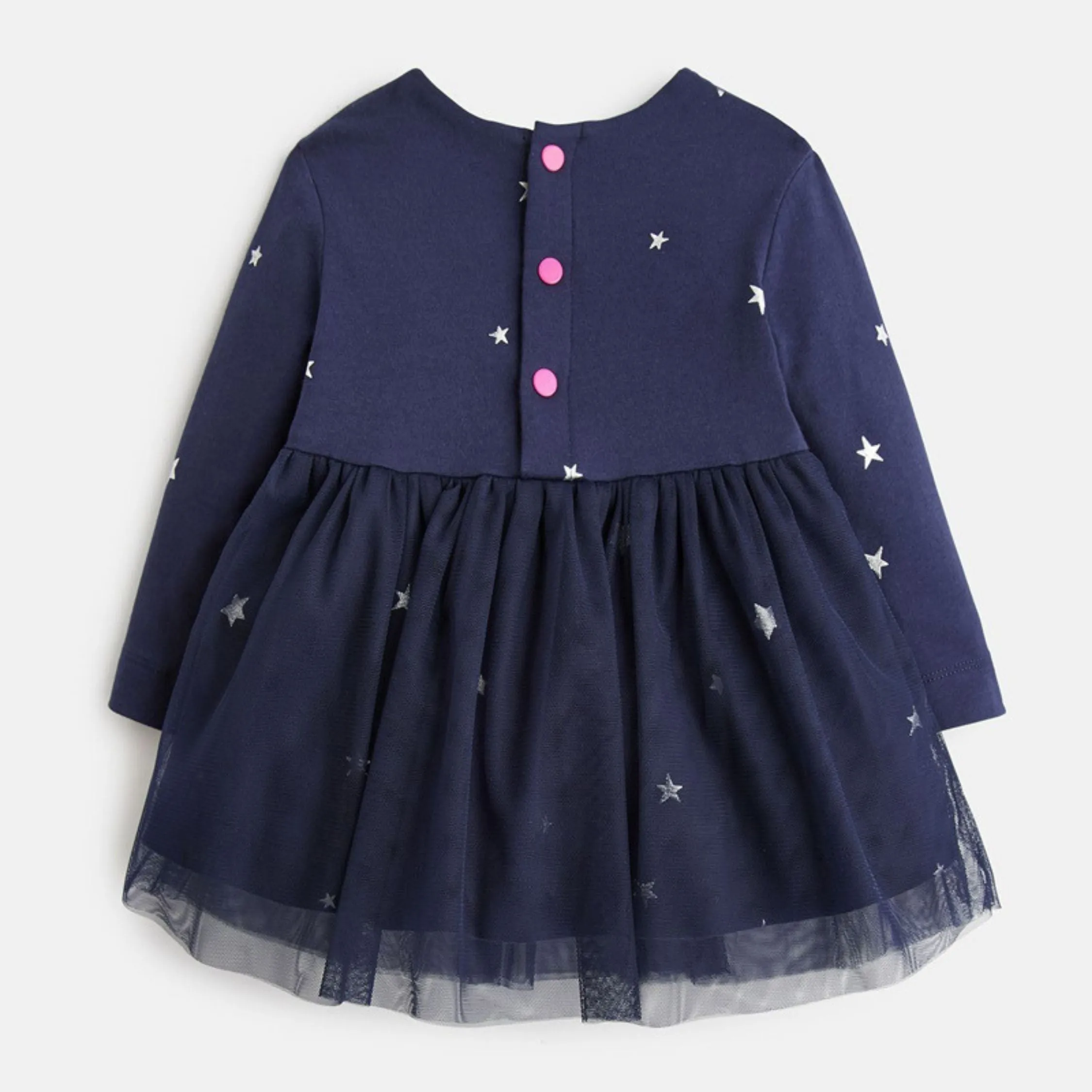 Full Sleeve Beautiful Star Theme Girls Dress, Blue