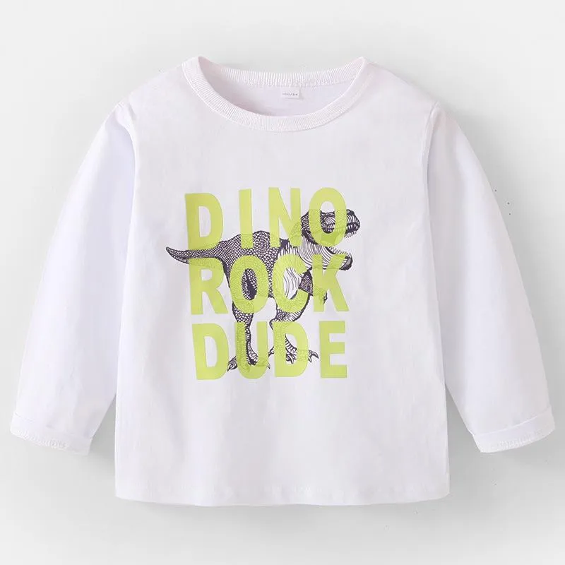 Full Sleeve Dino Theme Print Full Sleeve Boys T-shirt