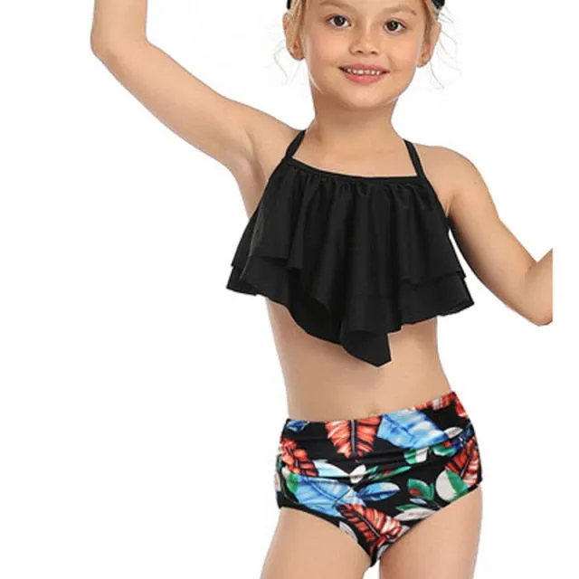 Girls Floral two piece swimsuit