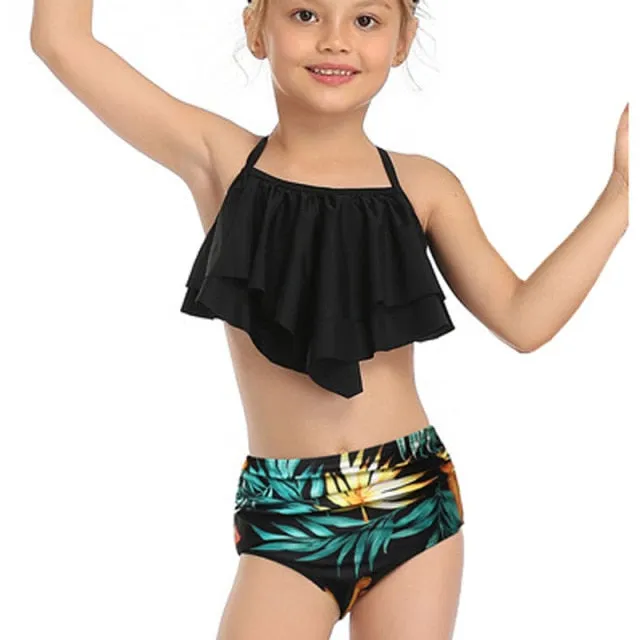 Girls Floral two piece swimsuit