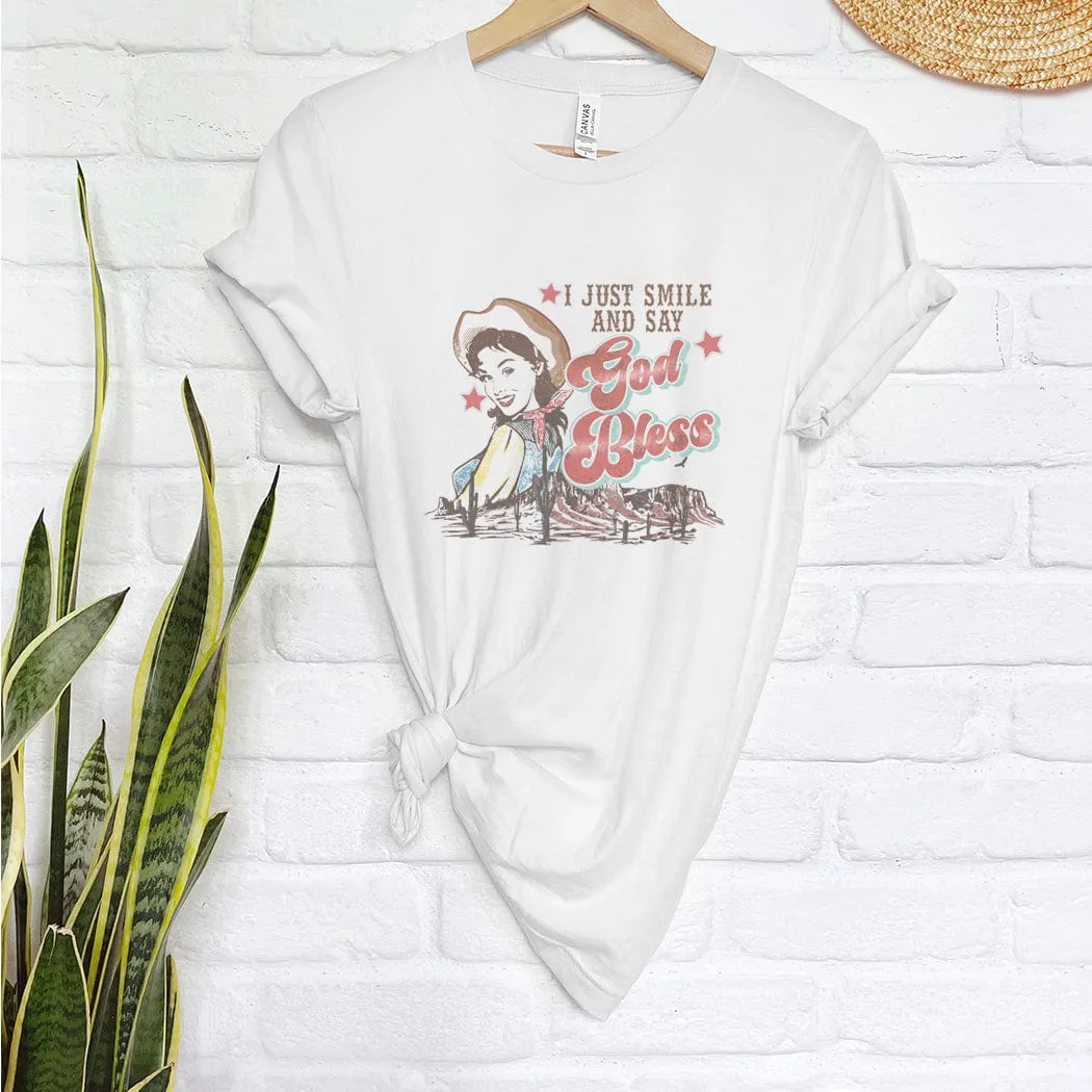 God Bless Western Graphic T-Shirt - WE214