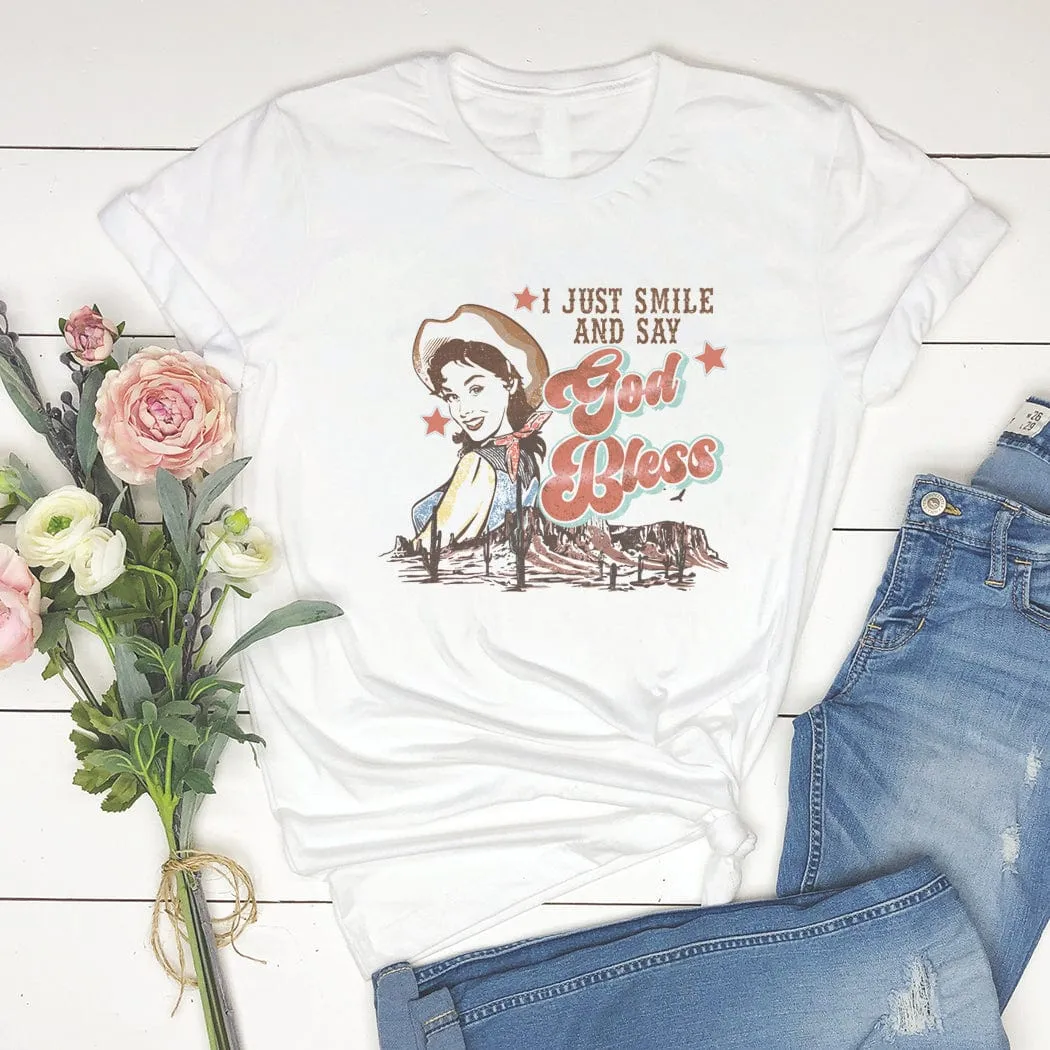 God Bless Western Graphic T-Shirt - WE214