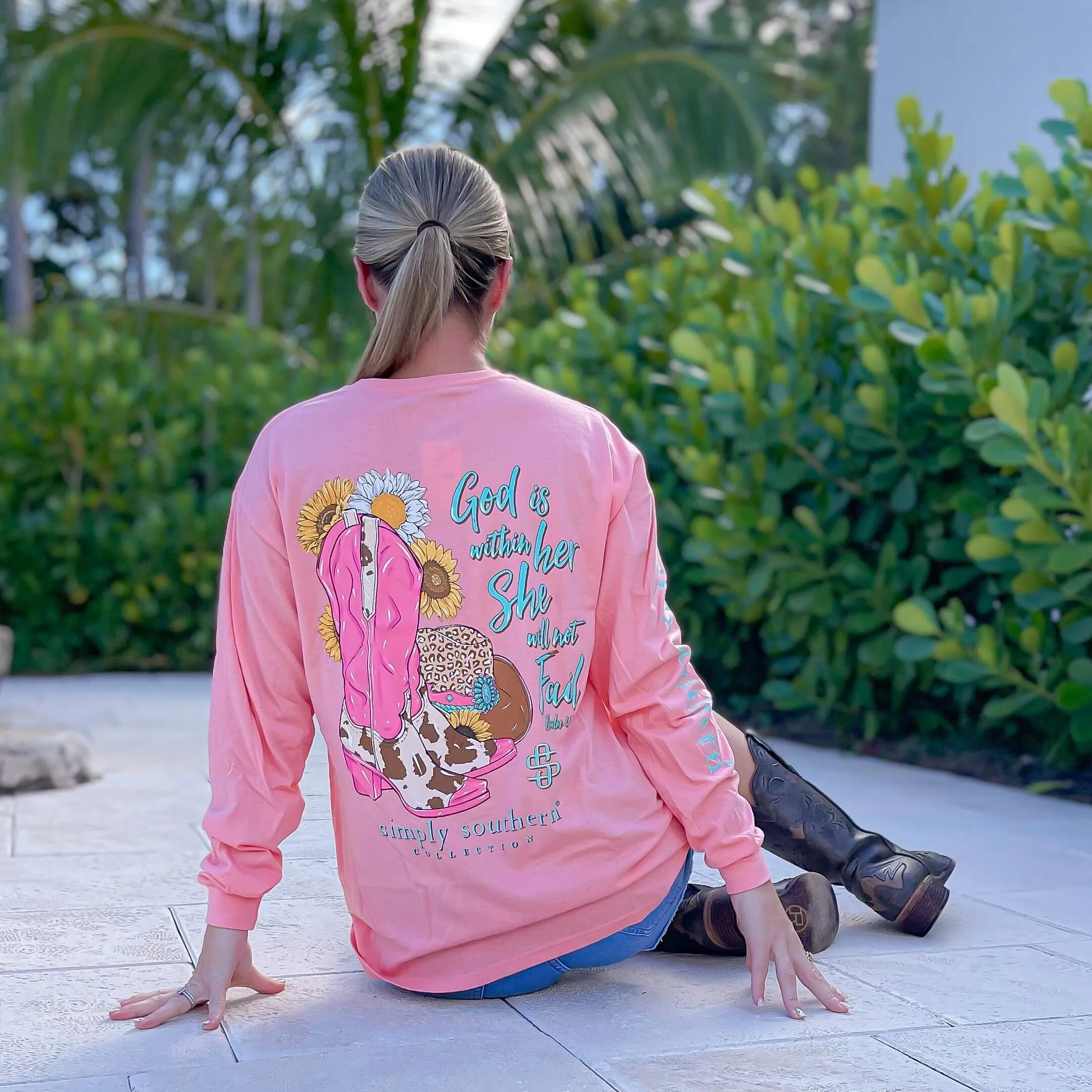 'God Is Within Her' Cowboy Long Sleeve Tee by Simply Southern