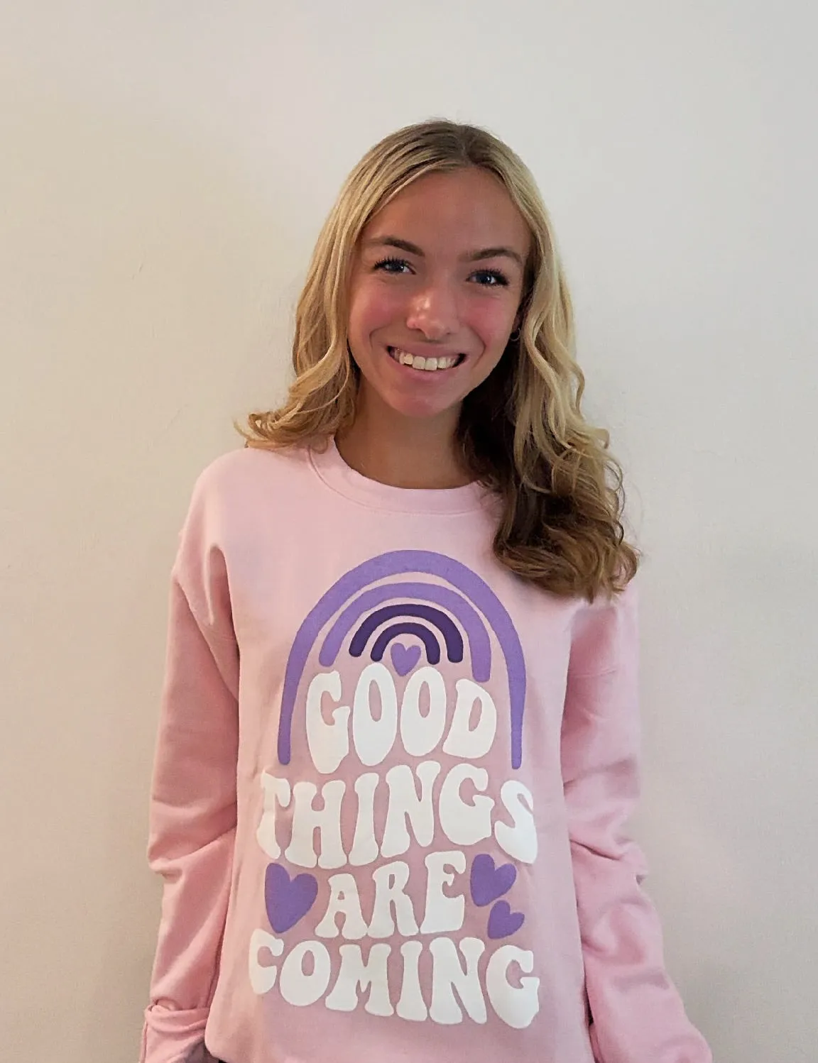 'Good Things Are Coming' Graphic Sweatshirt: Prep Obsessed x Weather With Lauren