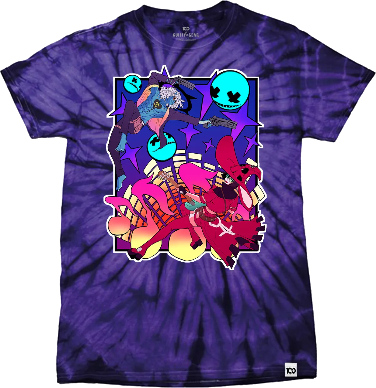 GUILTY GEAR - 'Happy Chaos vs I-No' T-Shirt - Purple Tie Dye Exclusive