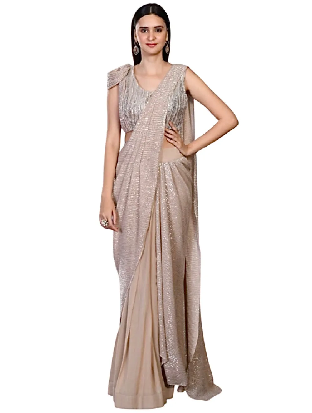 Imported Sequins Fabric Drape Saree