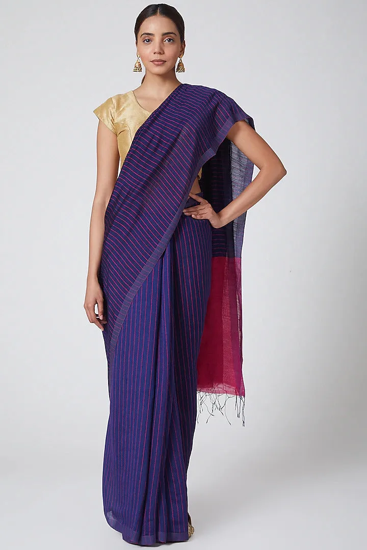 Indigo Blue Handwoven Saree