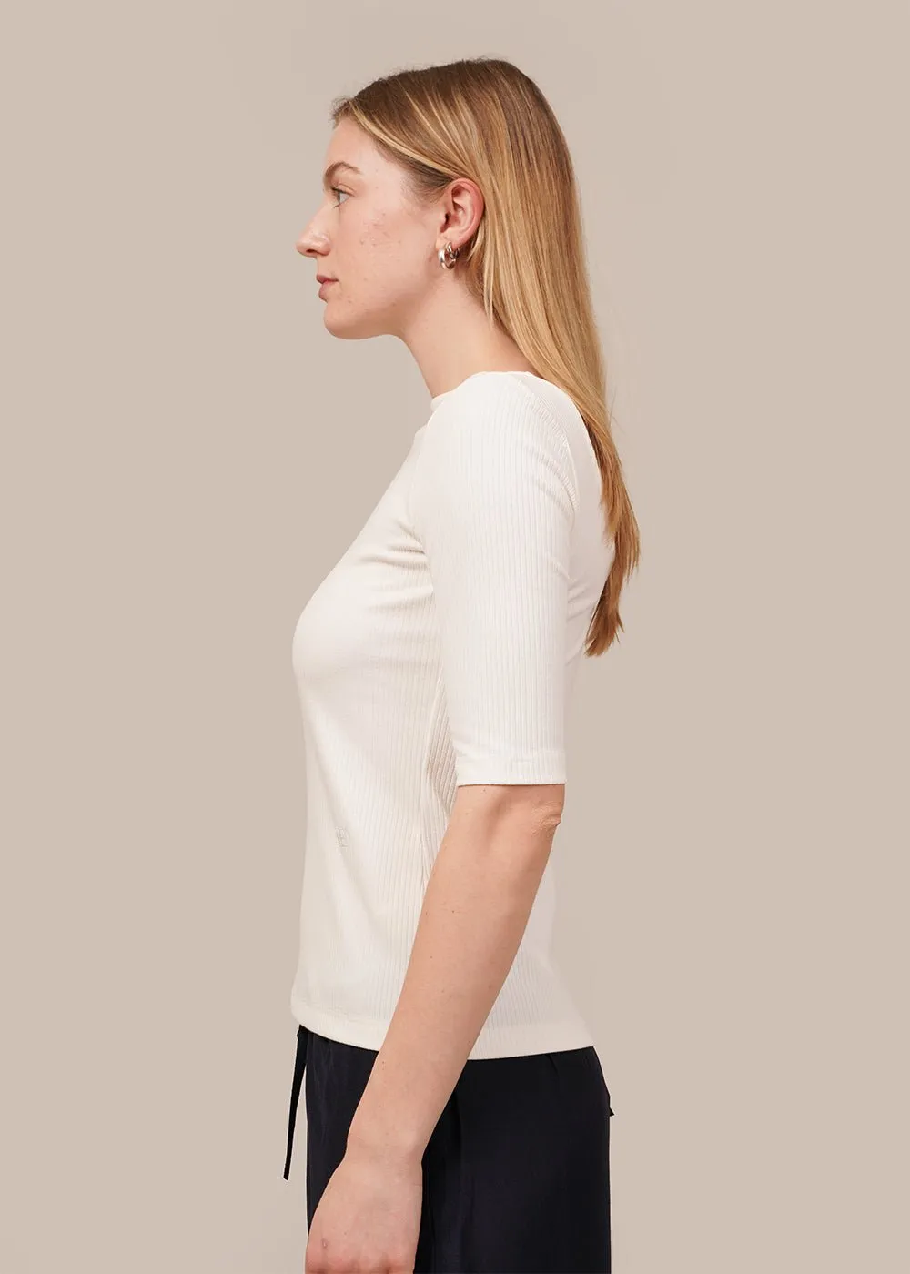 Ivory Scoop Back Ribbed Top