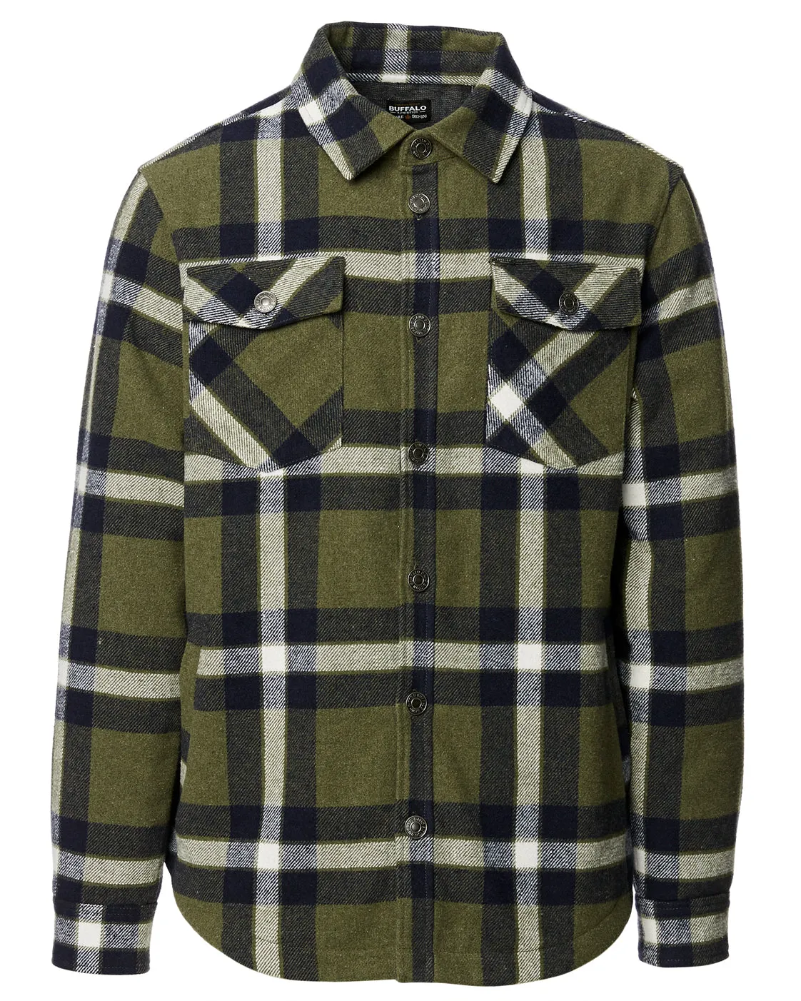 Japuy Men's Shacket in Green Black Plaid - BM23653