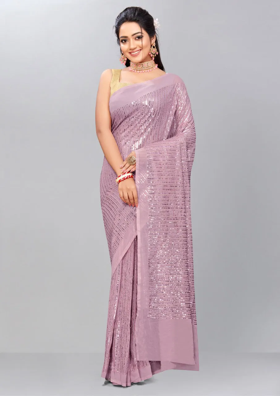 Lavender Shimmer Saree