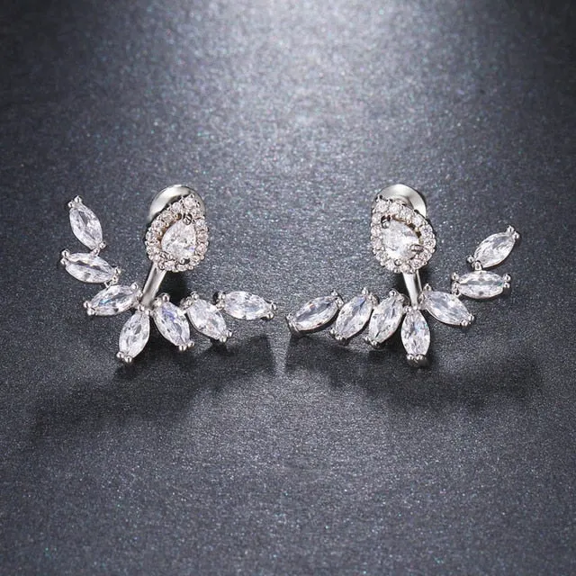 Luxury Trendy Marquise Flower Full Mirco Paved Crystal Zircon Naija Wedding Drop Earring Fashion Party Bridal Jewelry