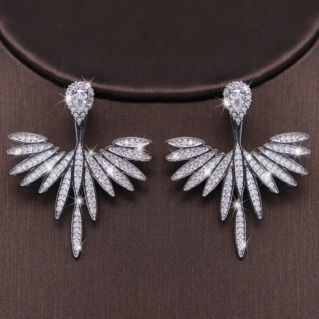 Luxury Trendy Marquise Flower Full Mirco Paved Crystal Zircon Naija Wedding Drop Earring Fashion Party Bridal Jewelry