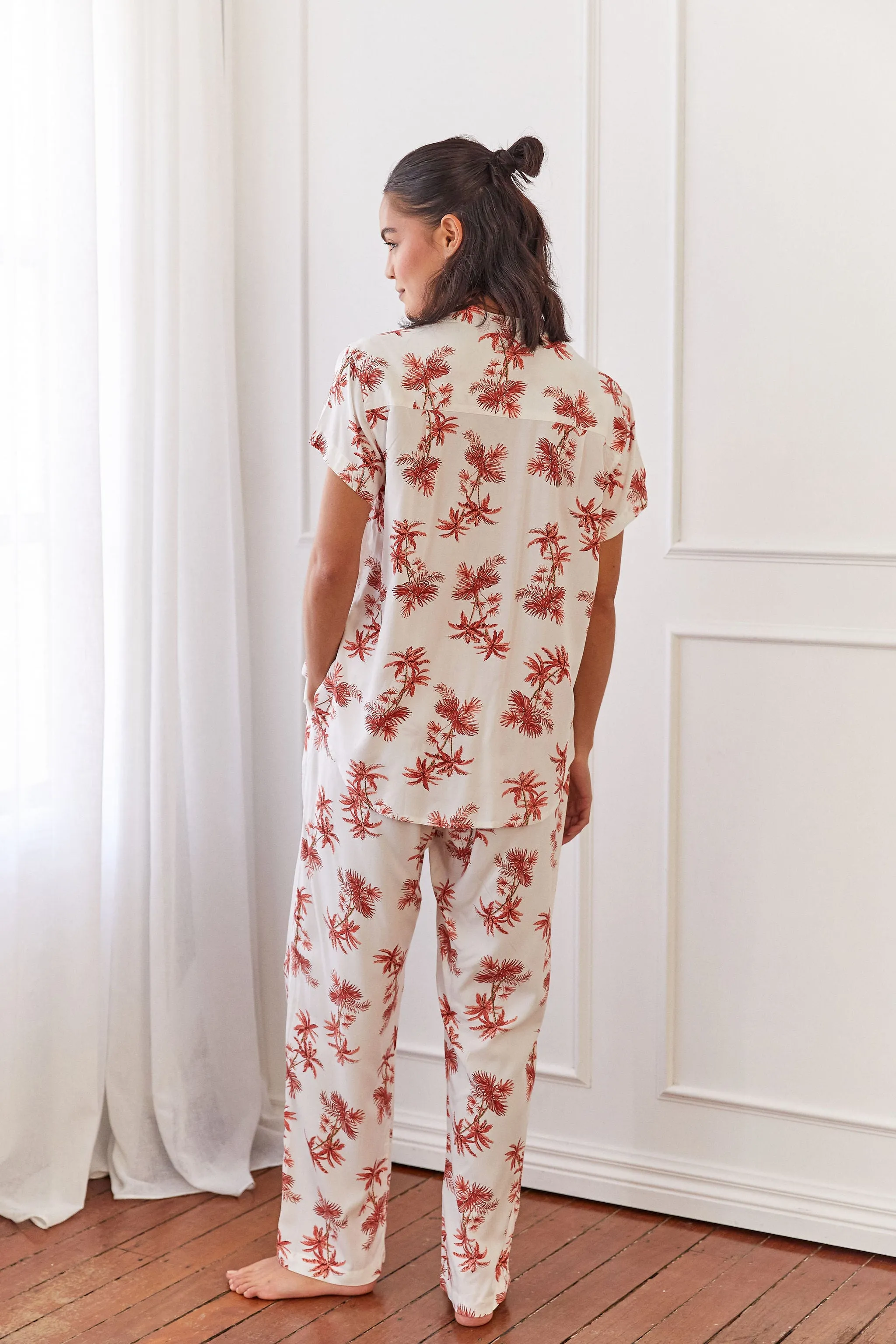 Maggie Pyjama Set - Long Pants - Vintage Palm Sunset