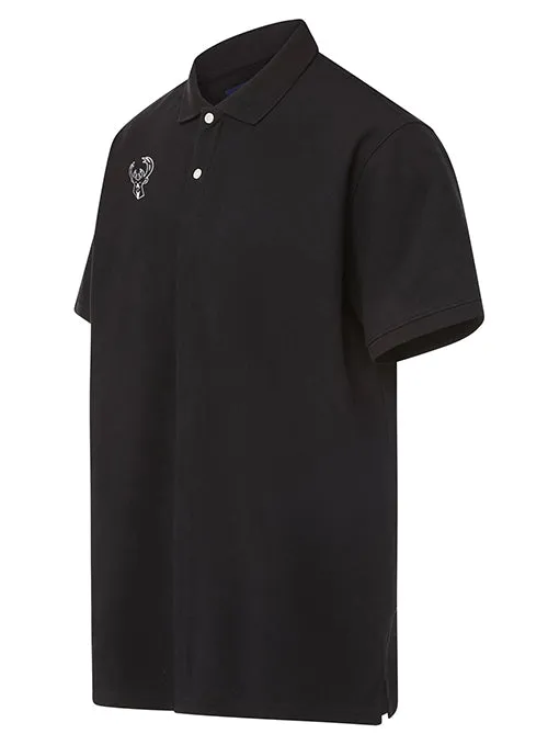 Magna-Ready Adaptive Black Pique Knit Milwaukee Bucks Short Sleeve Polo with Magnetic Closures